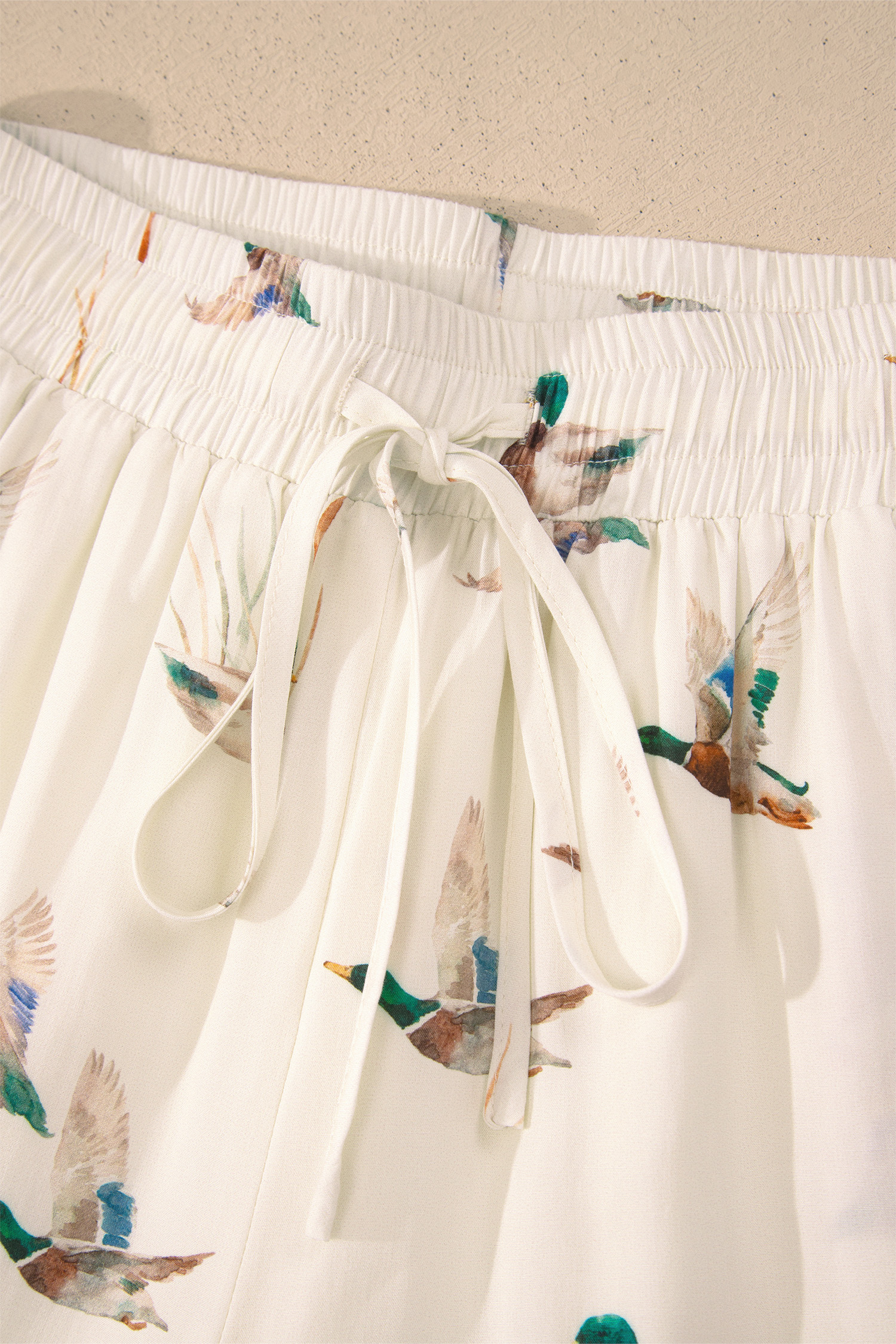 Beige Mallard Print Shirt Style Short Two Piece Set view 13