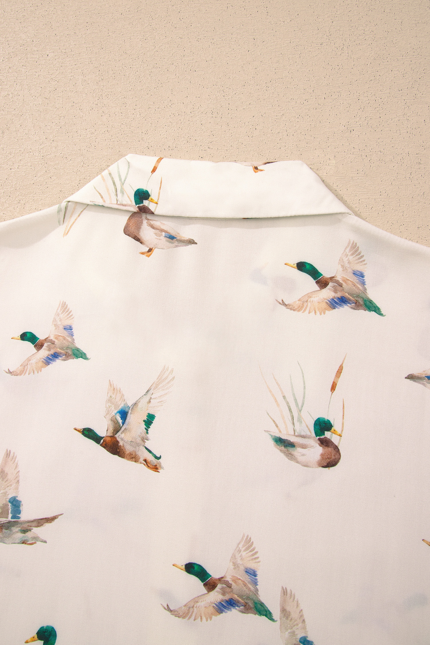 Beige Mallard Print Shirt Style Short Two Piece Set view 19