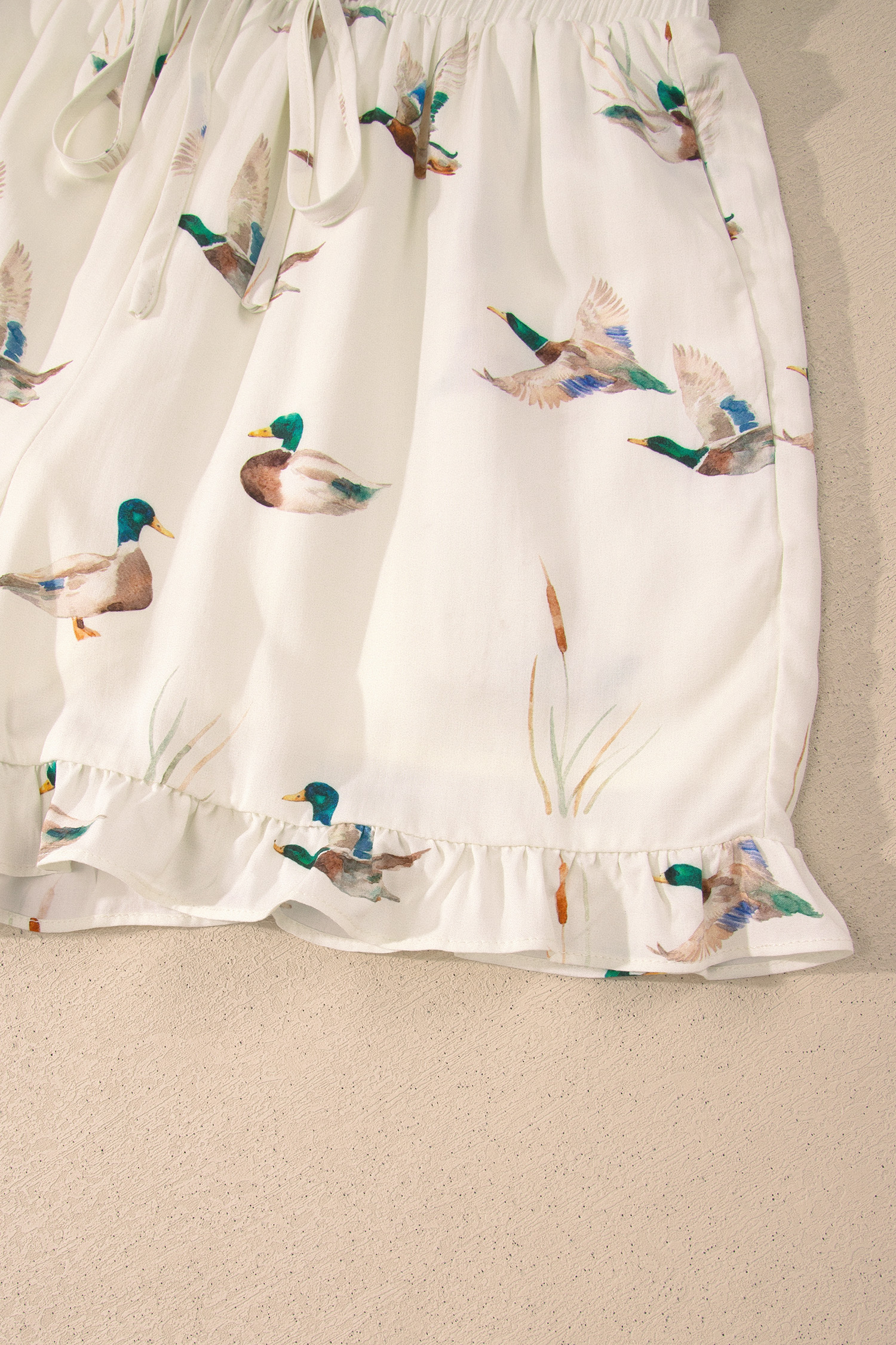 Beige Mallard Print Shirt Style Short Two Piece Set view 11