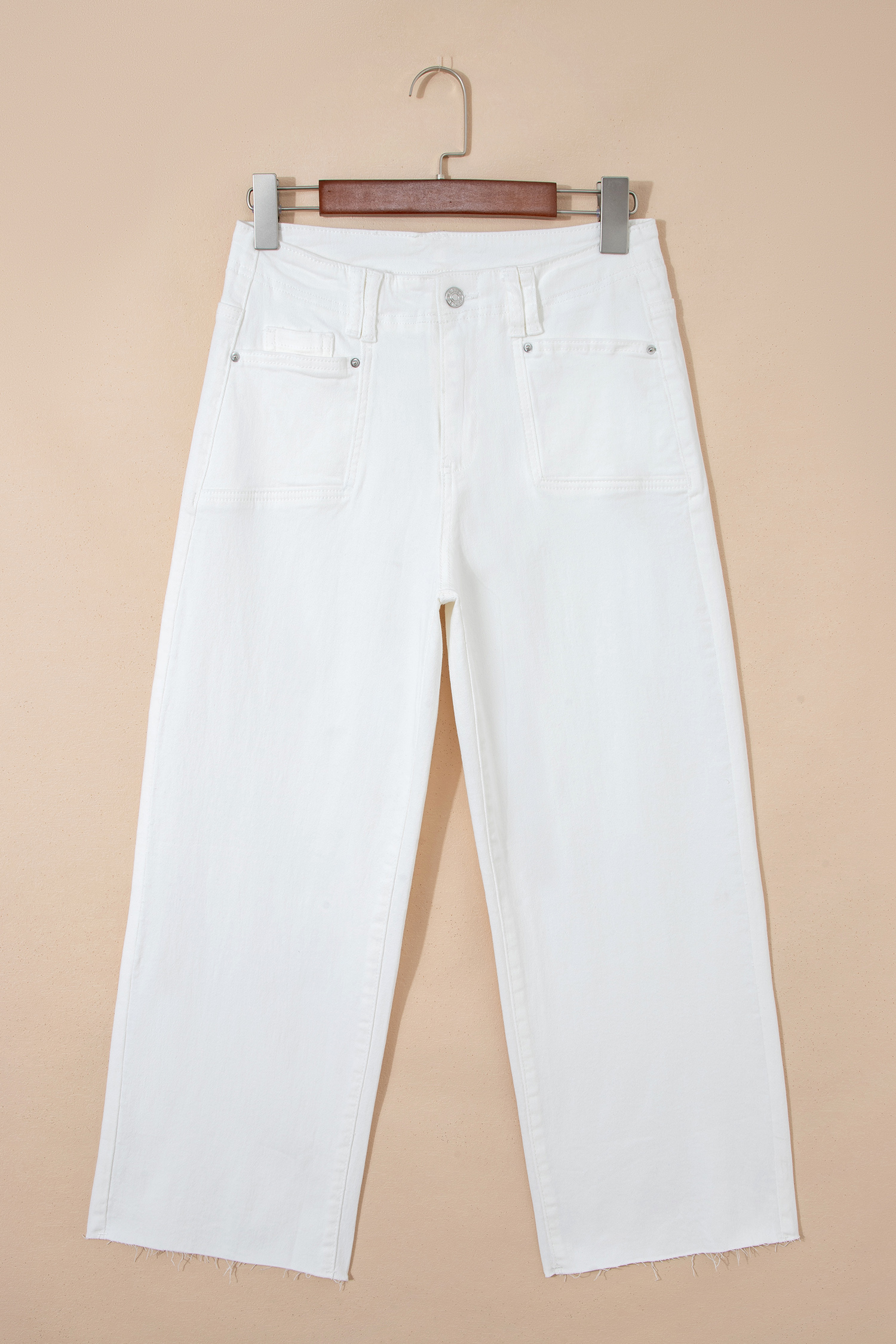 White Raw Hem Ankle-length Loose Jeans view 6