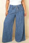 Sky Blue Stripe Plus Size Bottoms