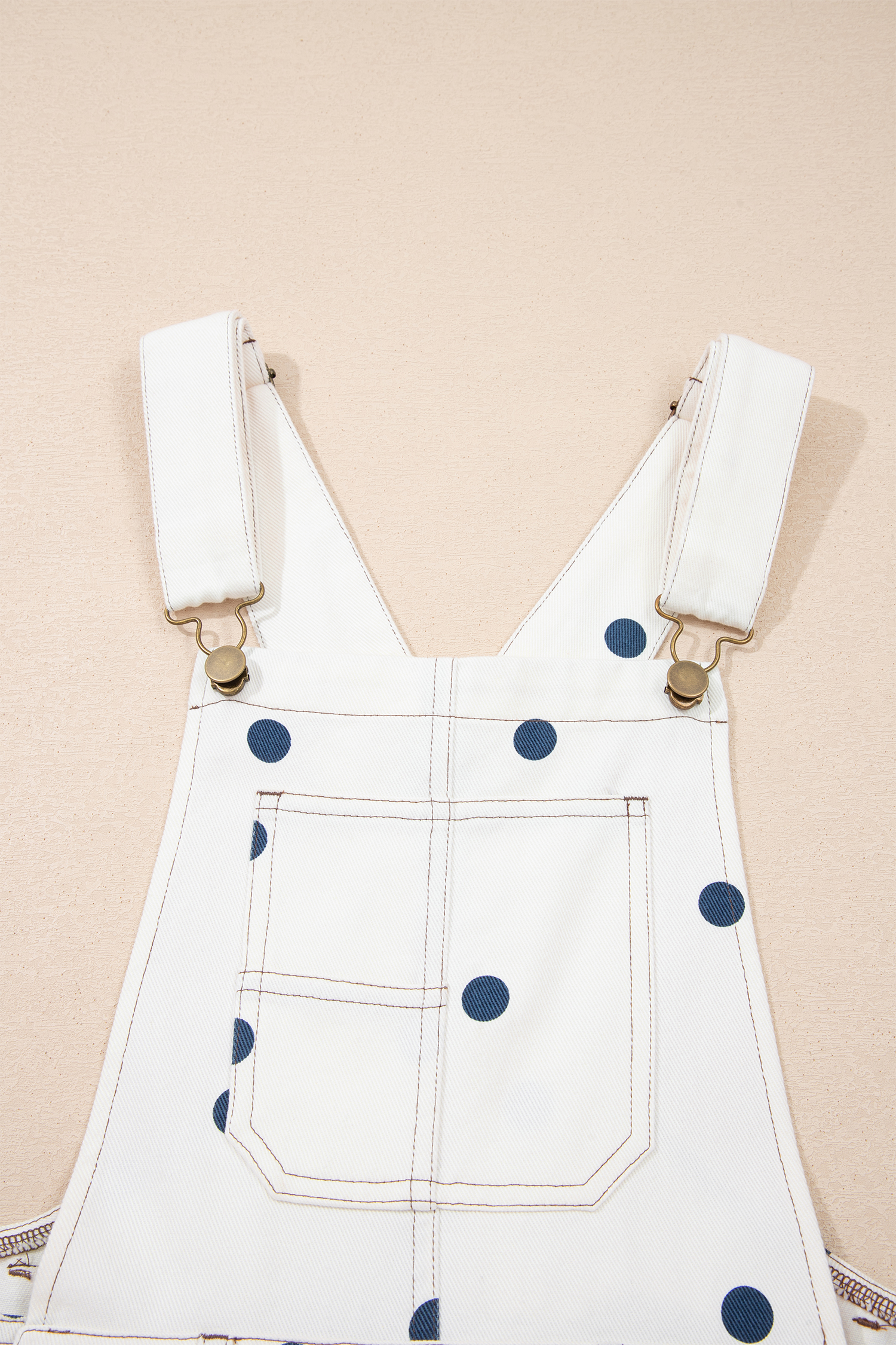 Jet Stream Polka Dot Print Bib Pocket Denim Barrel Overalls Jumpsuit view 15
