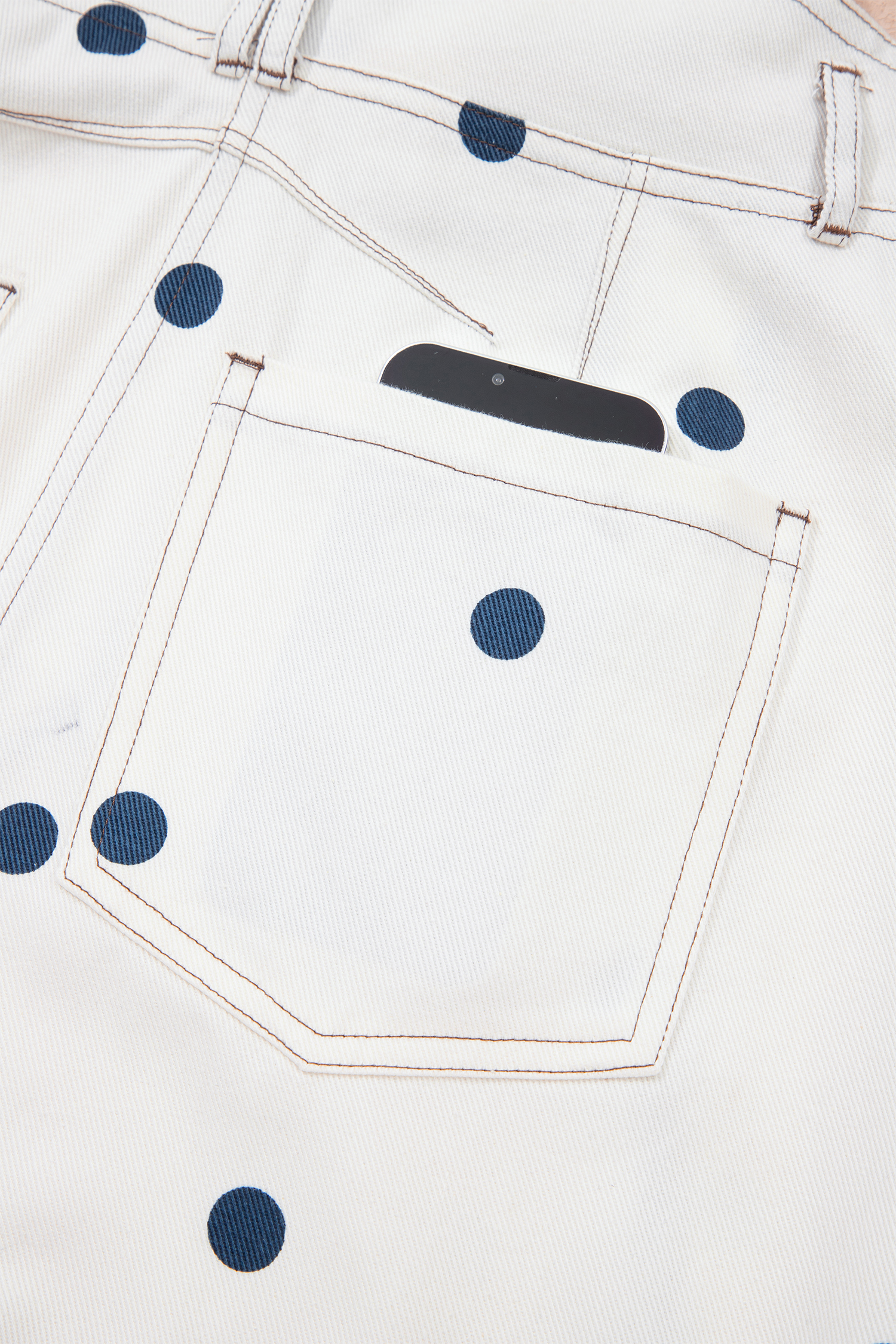 Jet Stream Polka Dot Print Bib Pocket Denim Barrel Overalls Jumpsuit view 20