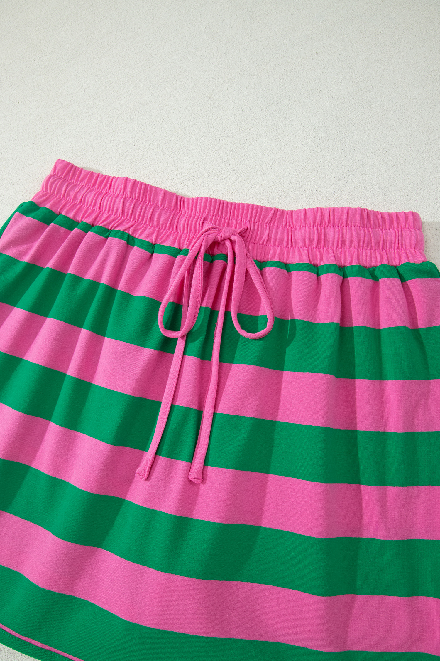 Rose Stripe Dolman Tee Drawstring Skort Athletic 2pcs Set