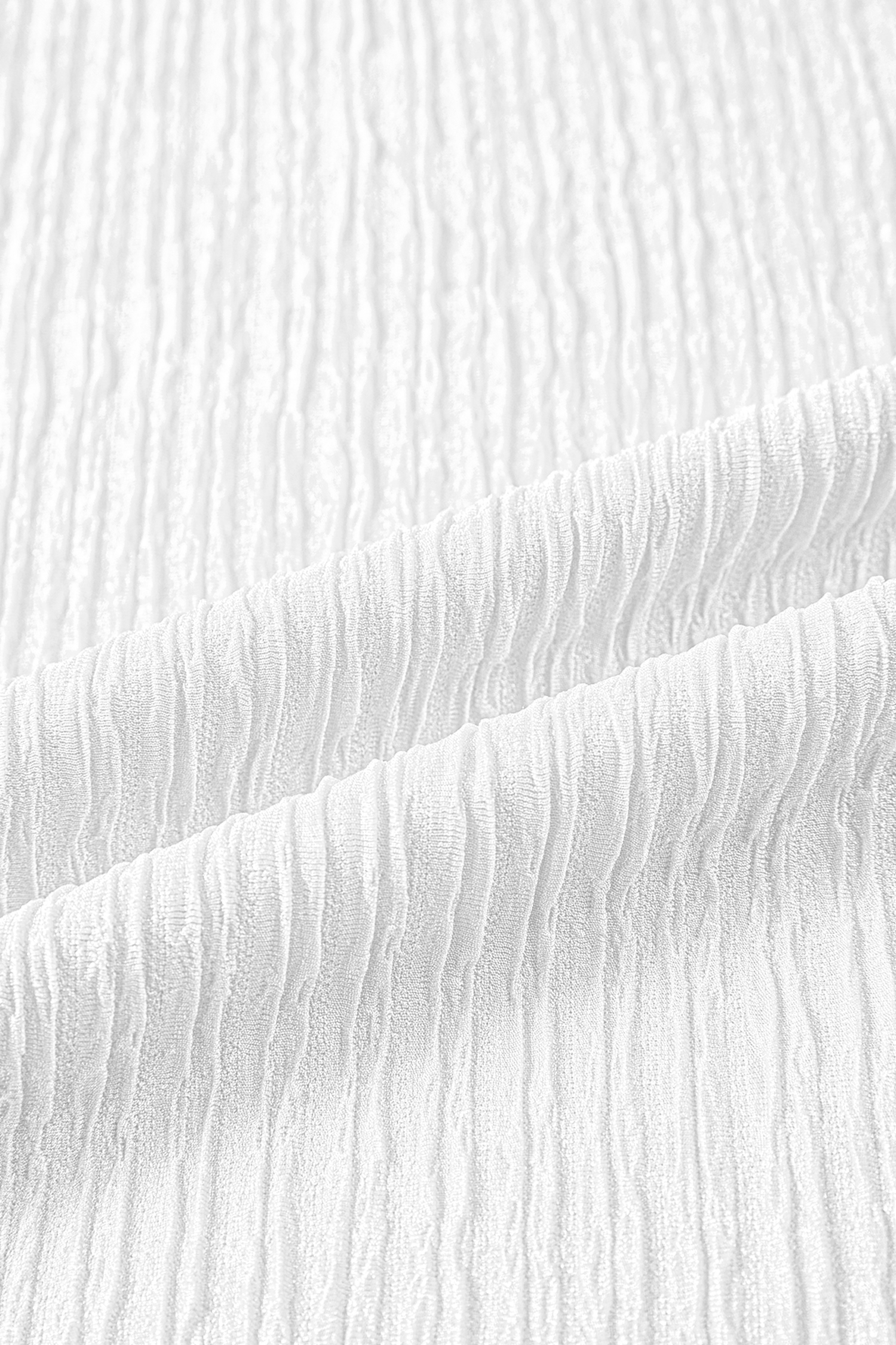 White Solid Color Textured Ruffle Trim Short Sleeve Blouse view 9