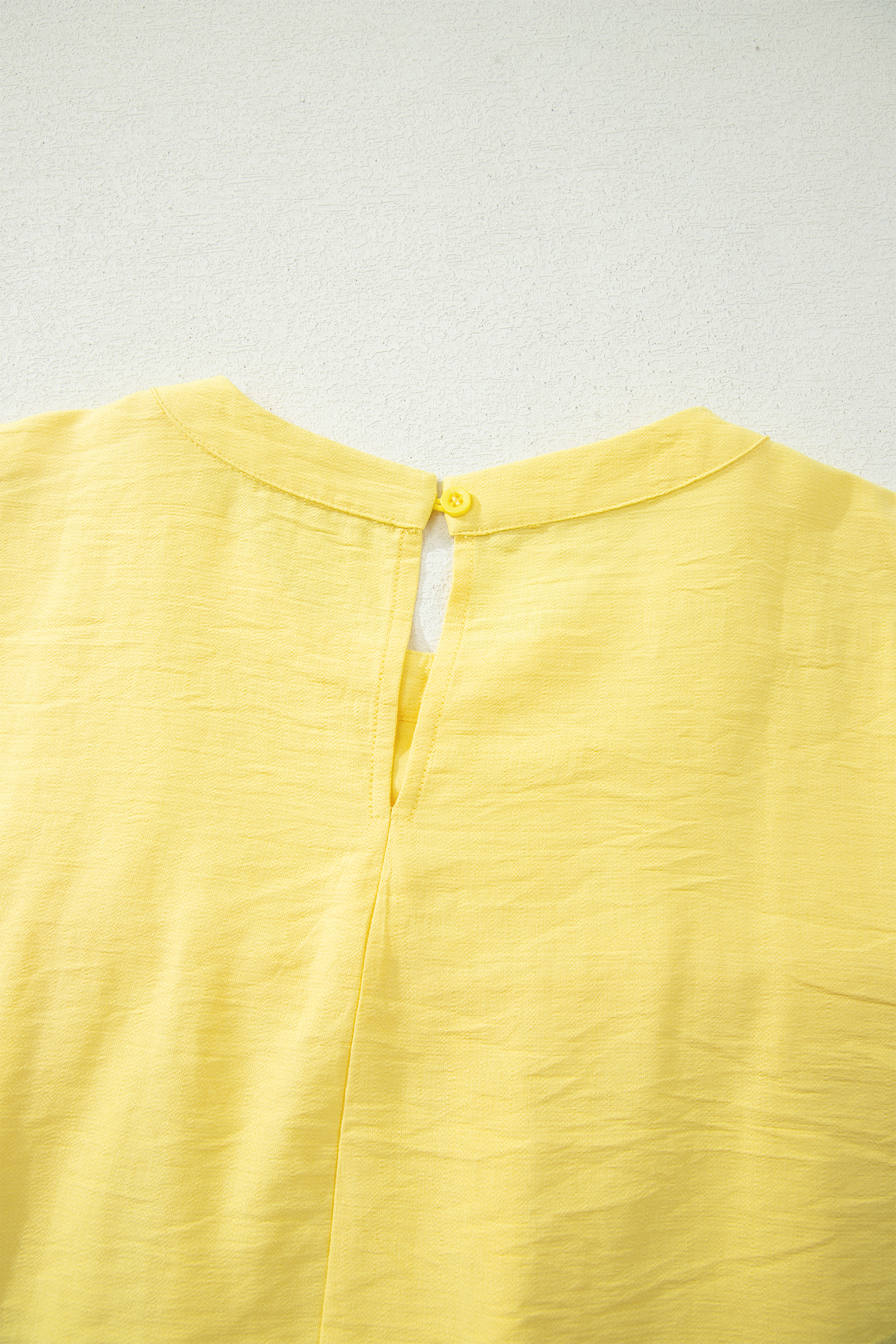 Yellow Cream Tie Half Sleeve Pleated Detail Babydoll Blouse view 13