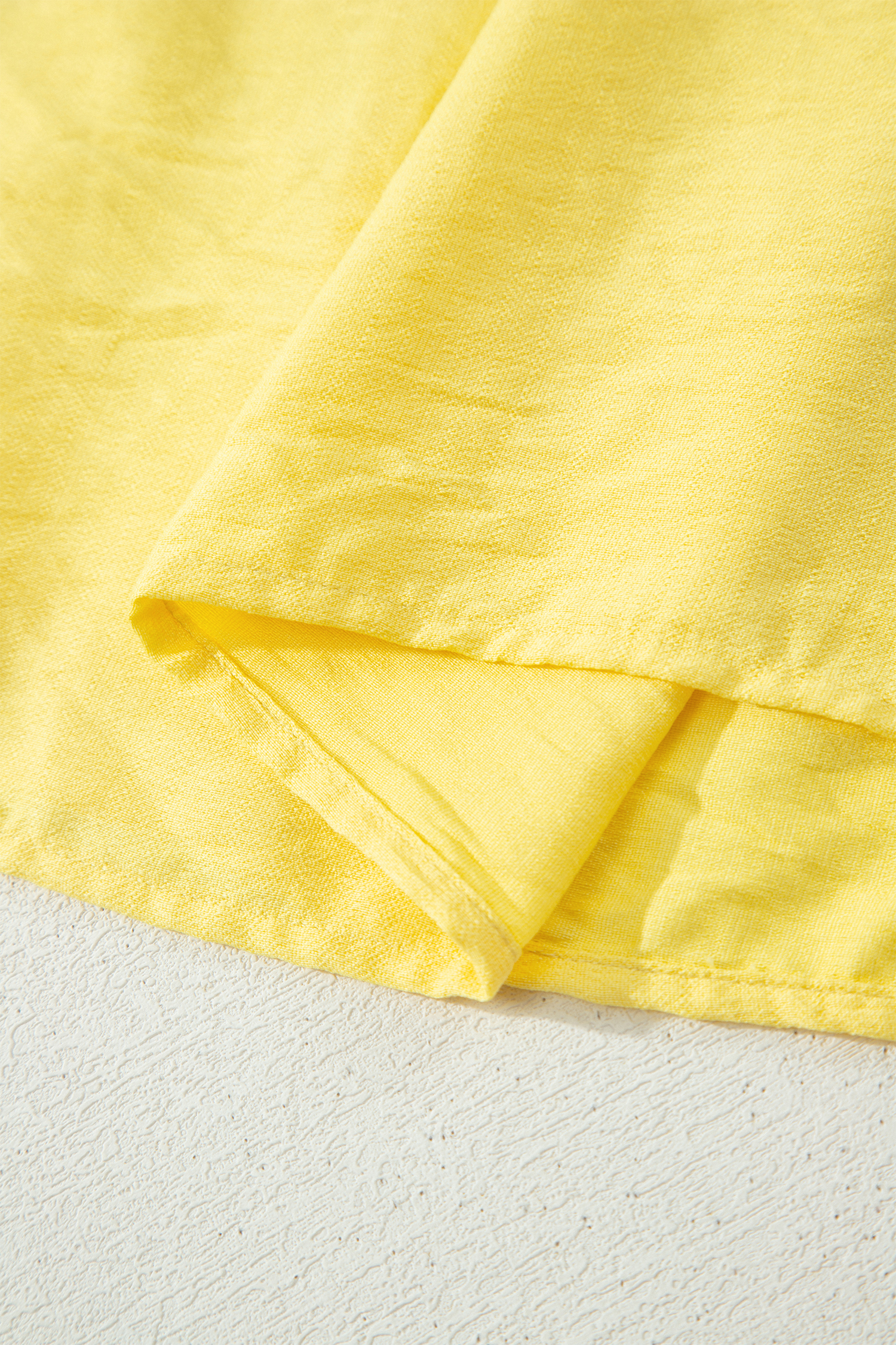 Yellow Cream Tie Half Sleeve Pleated Detail Babydoll Blouse view 15