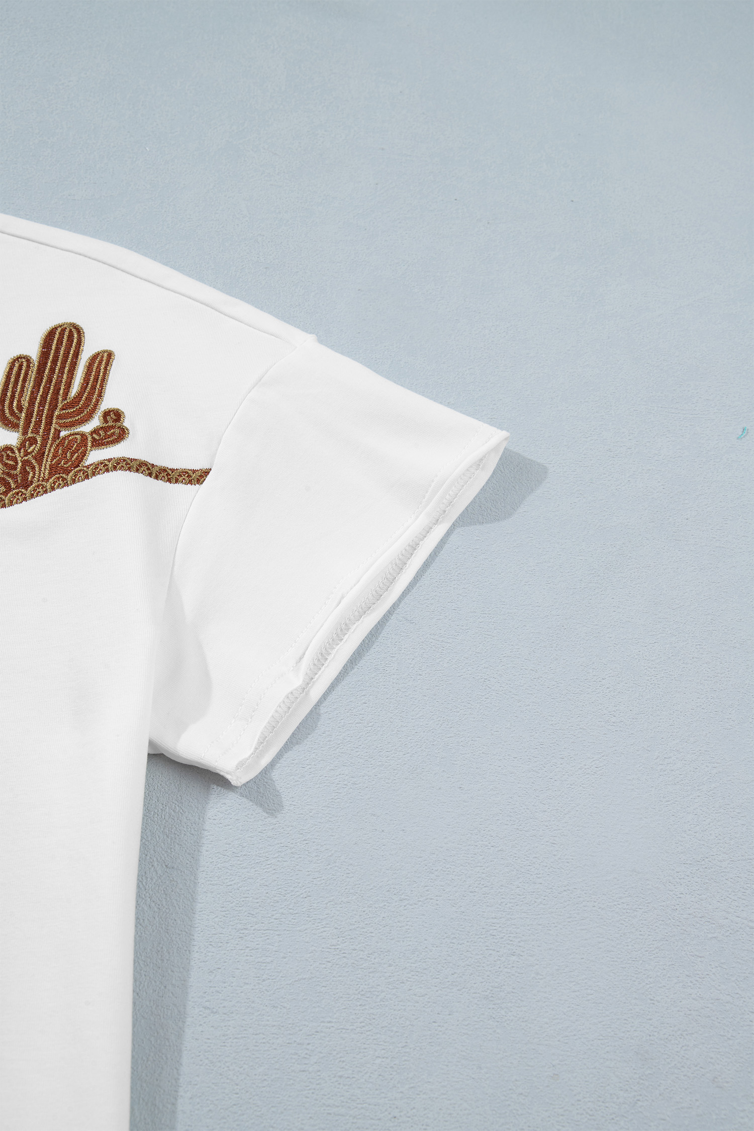 White Western Fashion Embroidered Casual Tee view 16