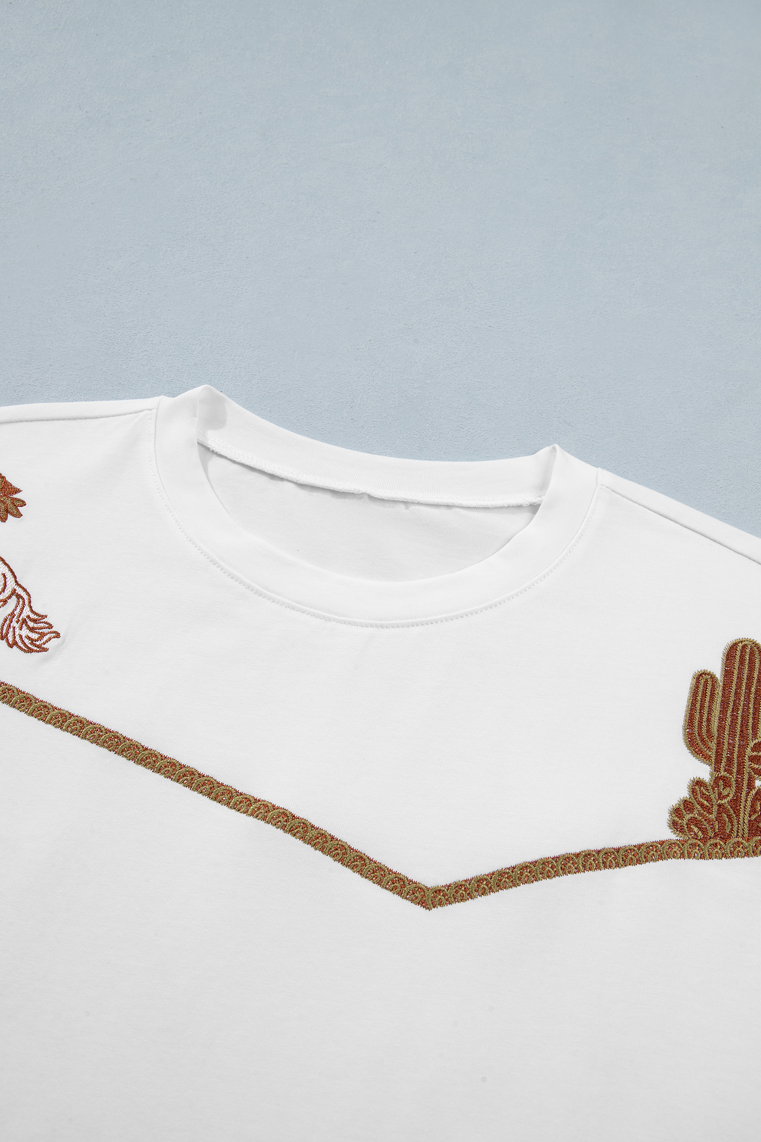 White Western Fashion Embroidered Casual Tee view 14