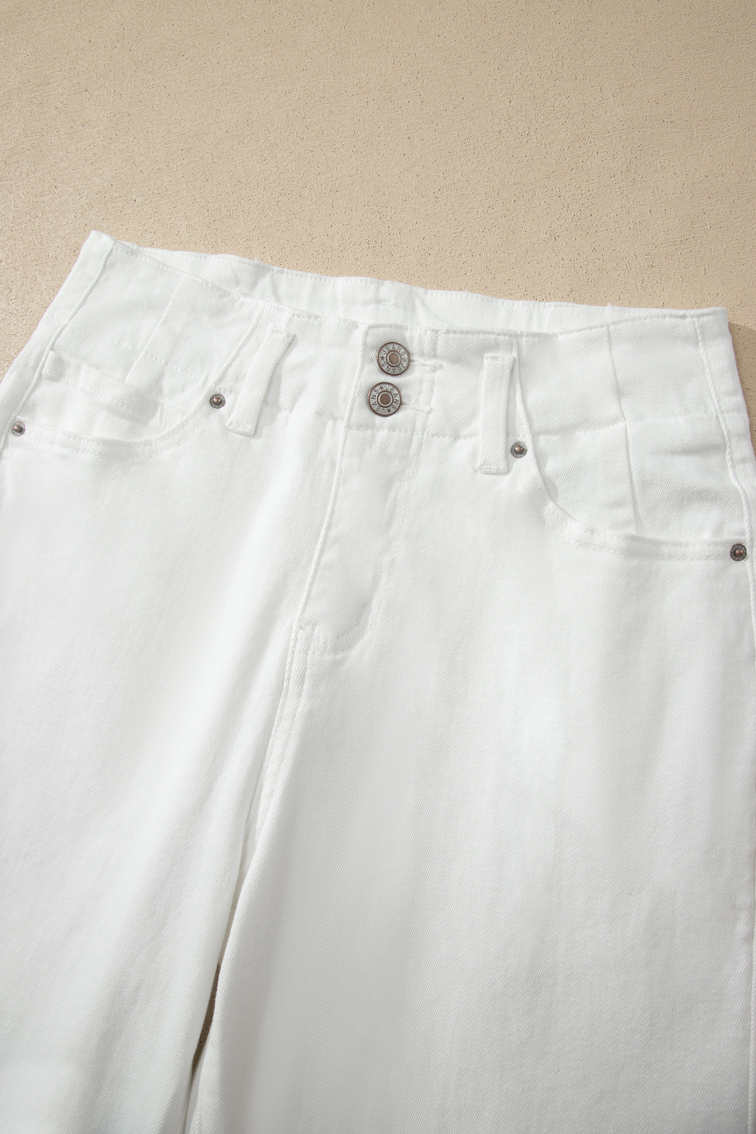 White 2-Button High Waist Wide Leg Jeans view 8