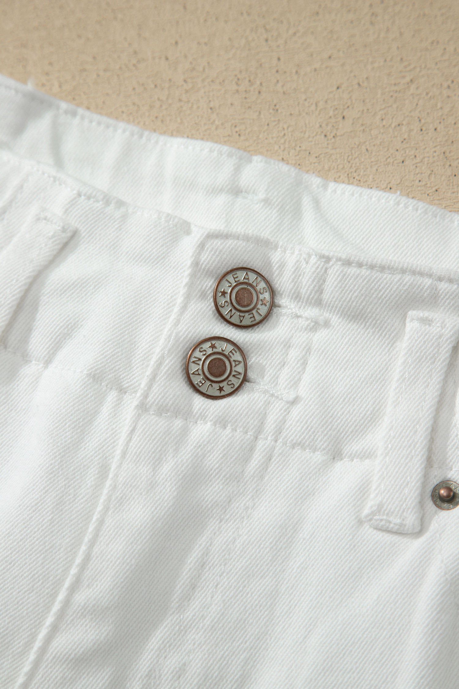 White 2-Button High Waist Wide Leg Jeans view 10