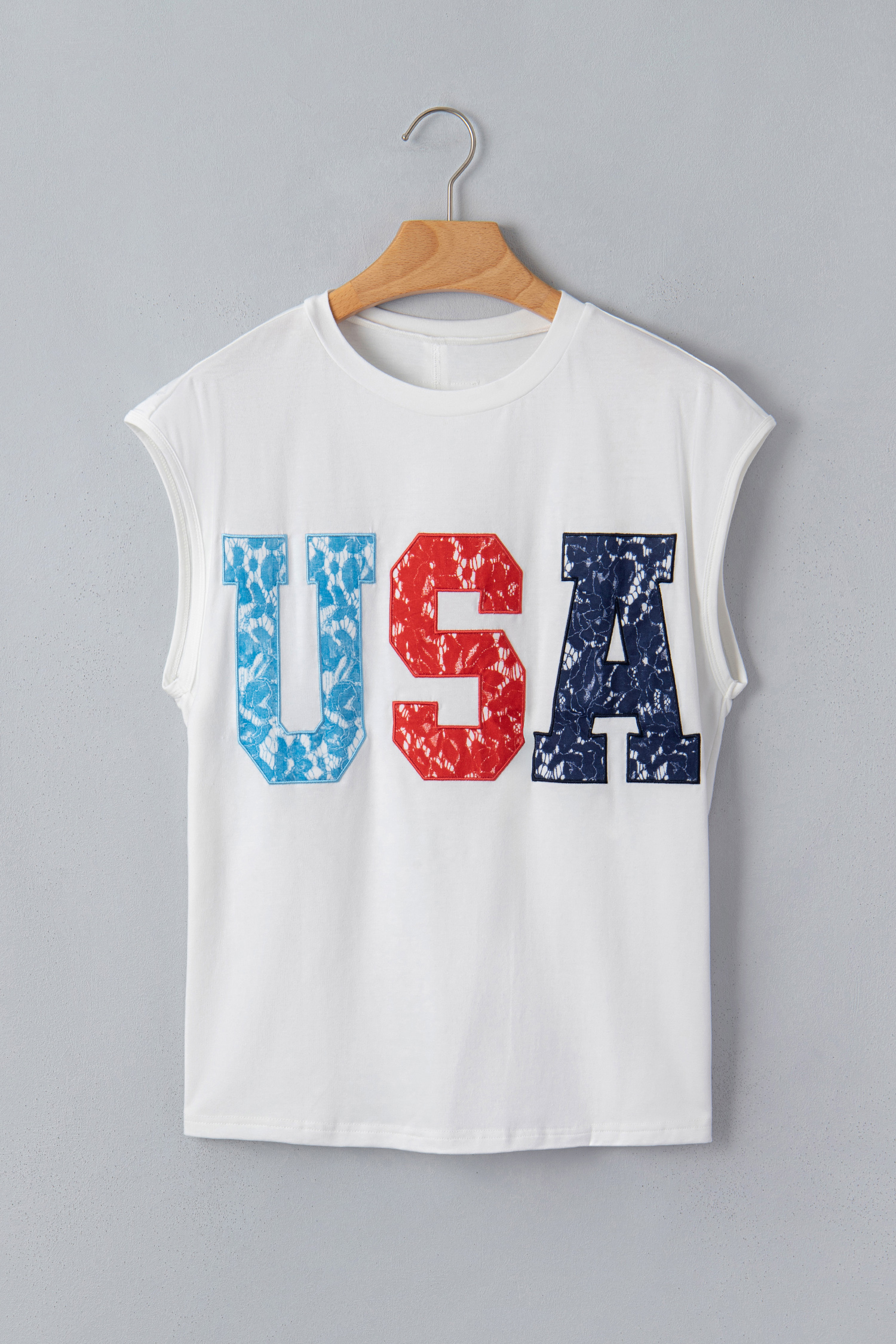 White USA Color Block Letter Printed Dolman Tee view 13