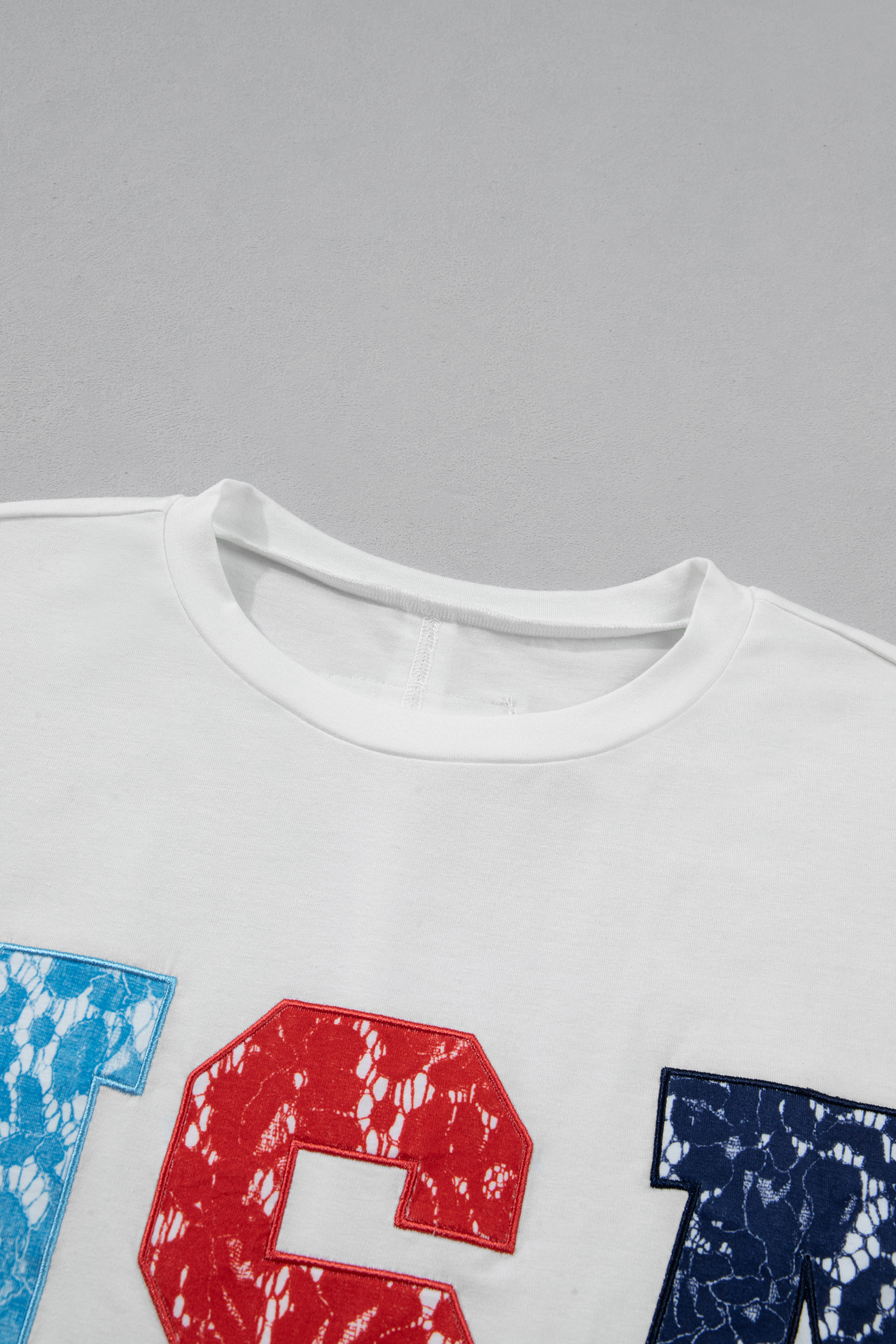 White USA Color Block Letter Printed Dolman Tee view 20