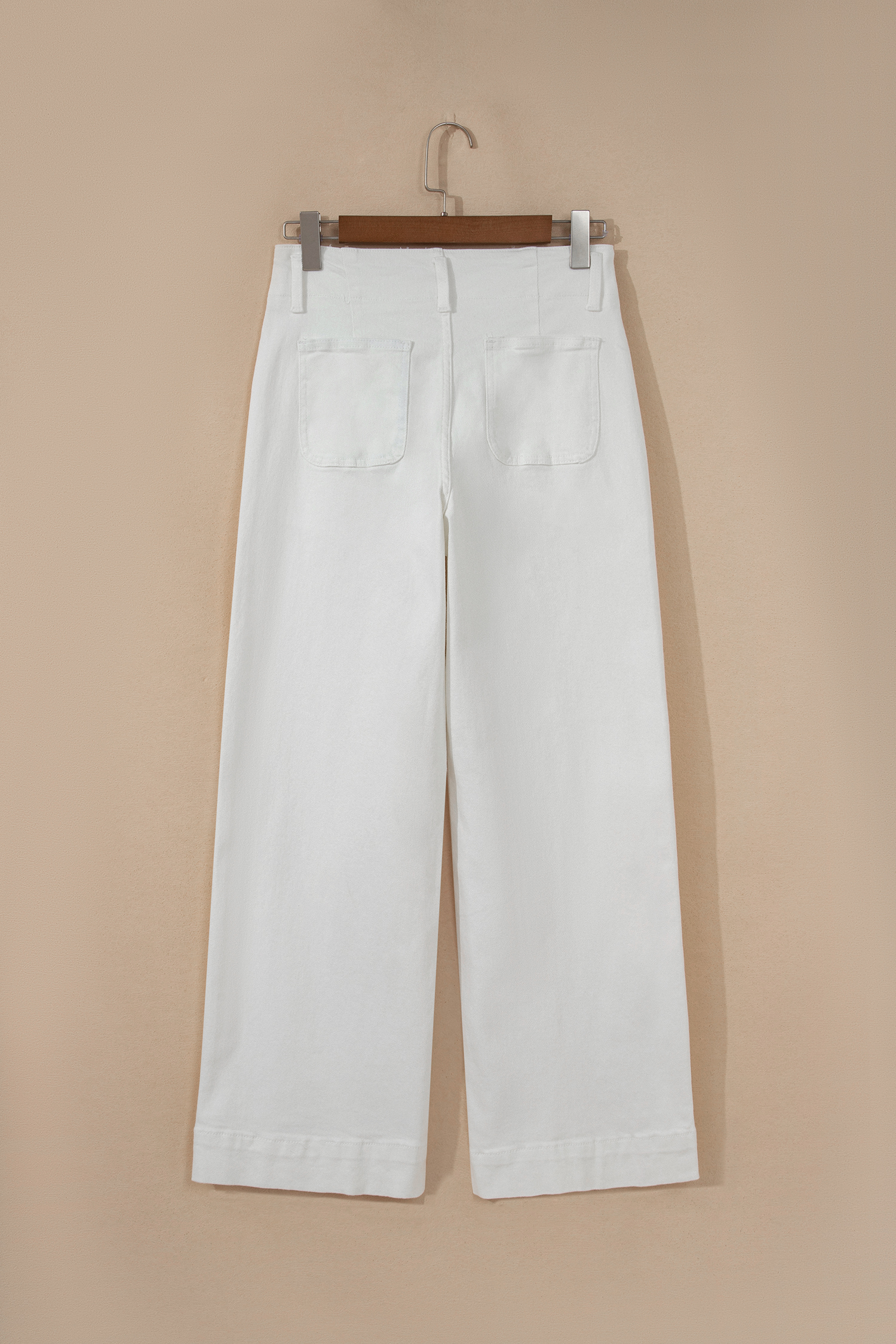 White 2-Button High Waist Wide Leg Jeans view 7