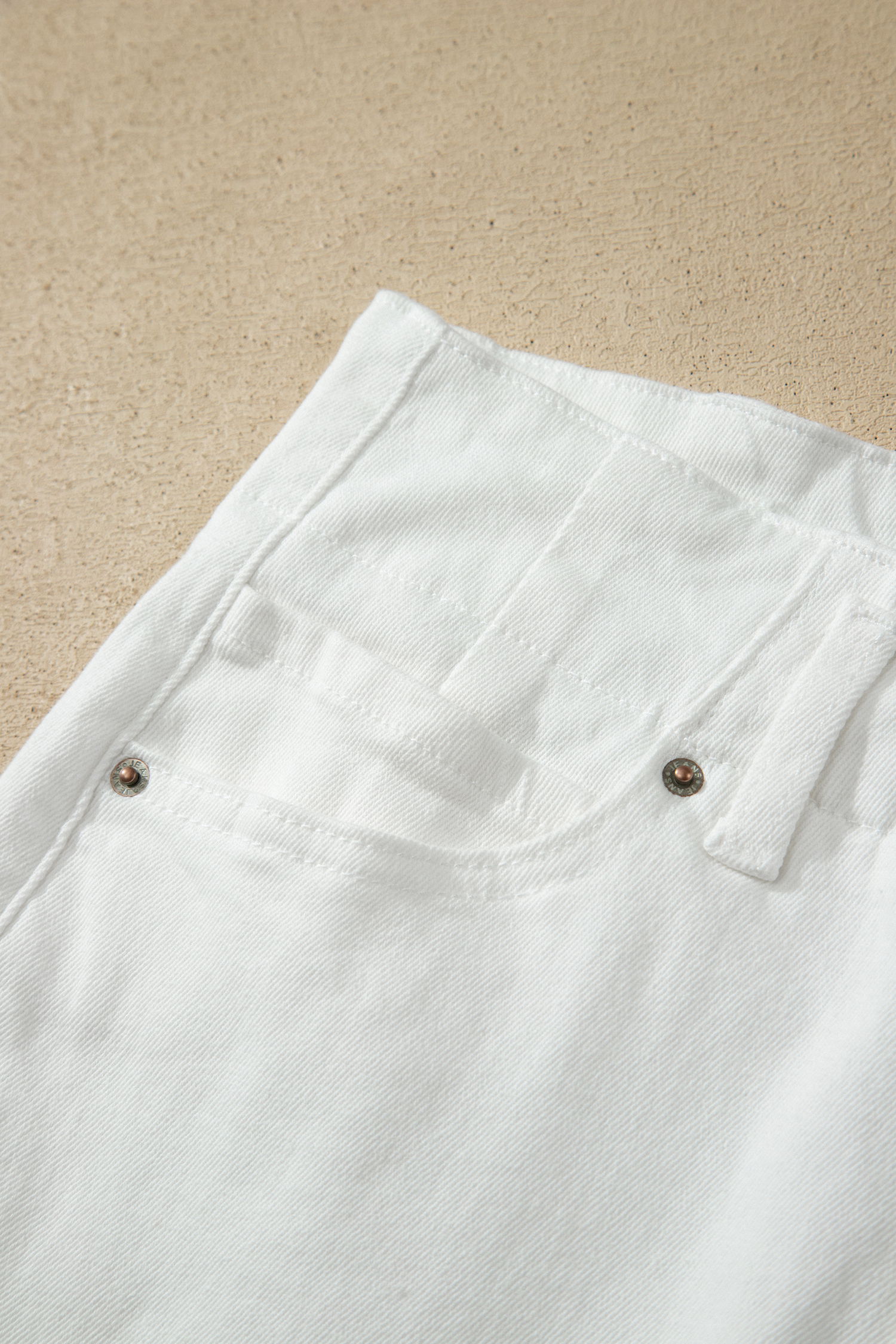 White 2-Button High Waist Wide Leg Jeans view 9