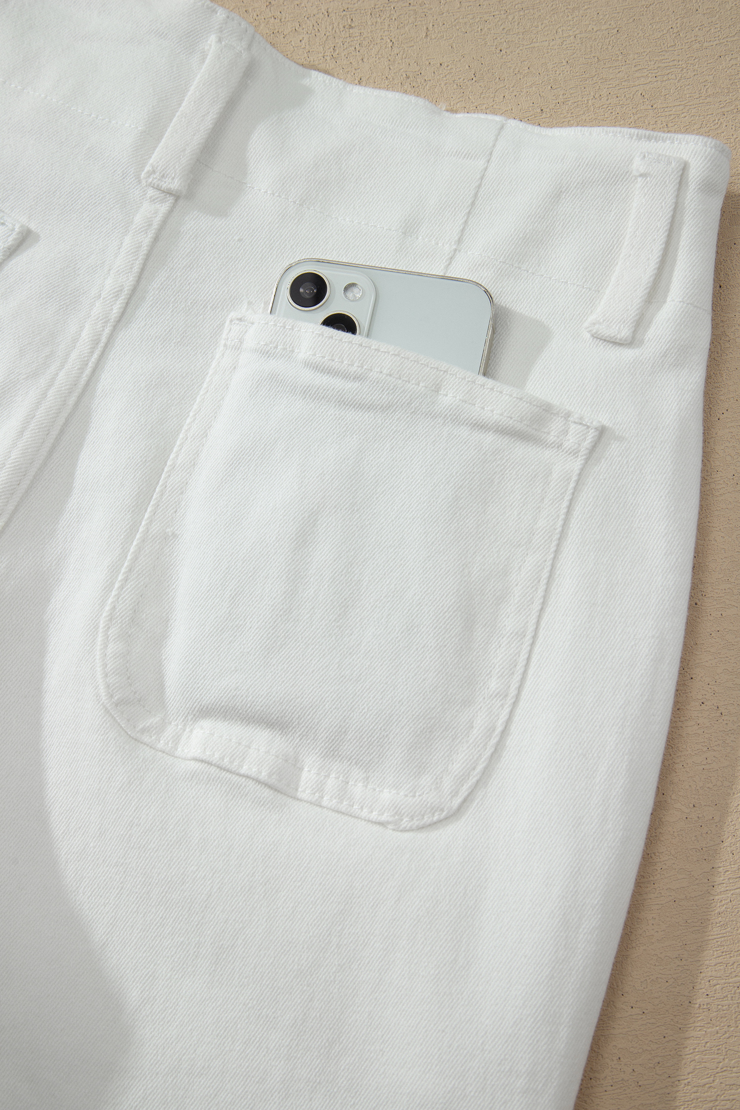 White 2-Button High Waist Wide Leg Jeans view 13