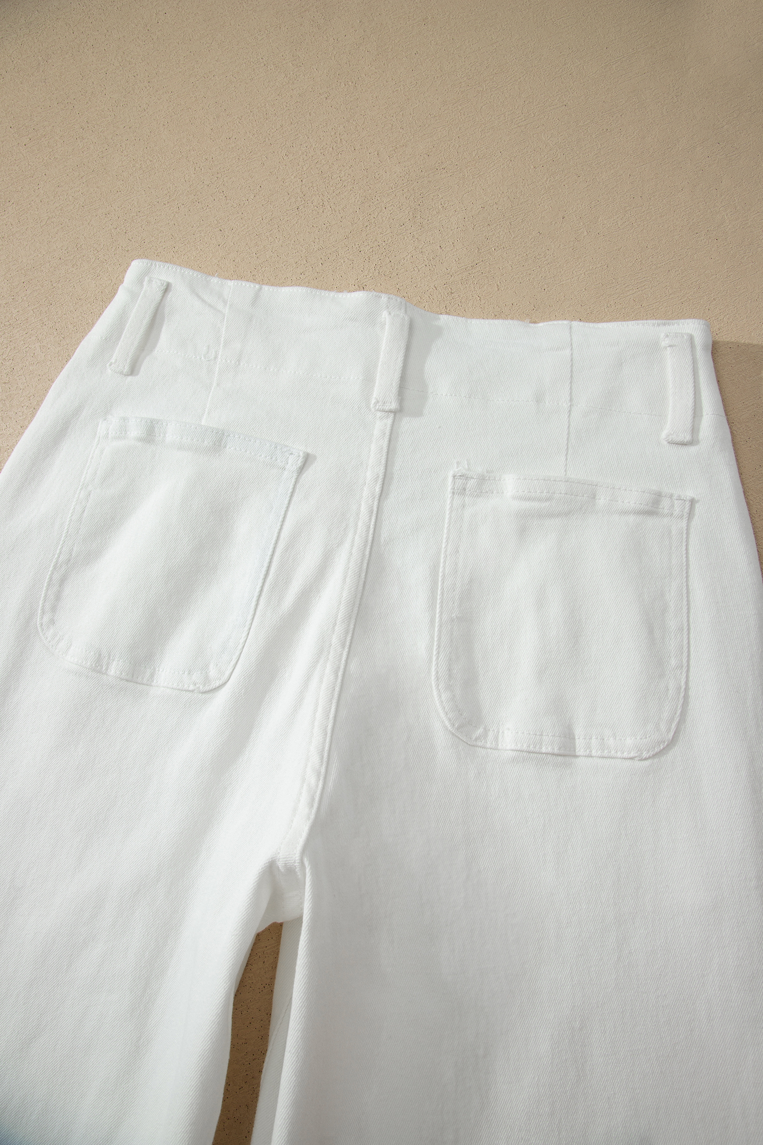 White 2-Button High Waist Wide Leg Jeans view 12