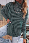 Green Stripe Long Sleeve Tops