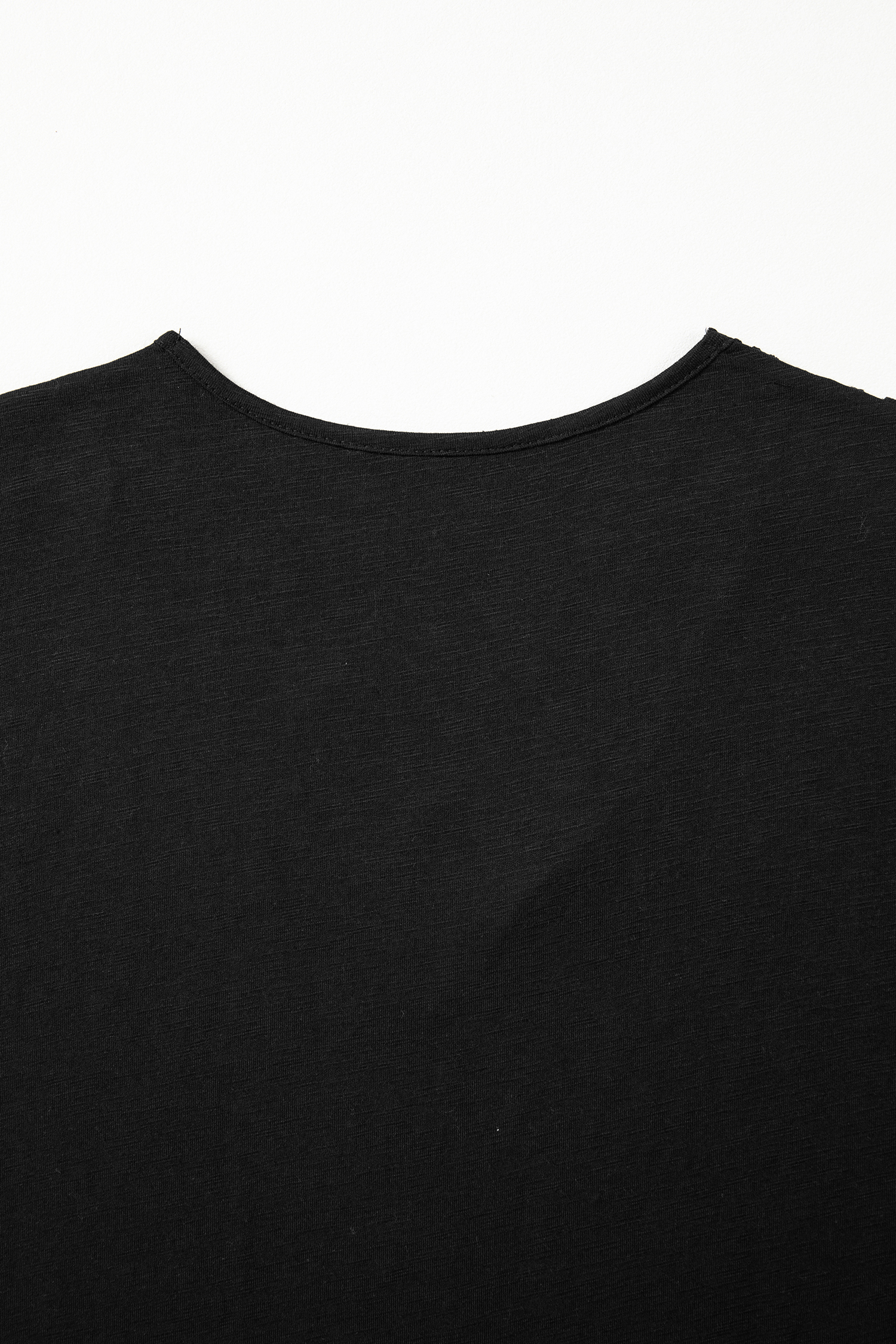 Black Cutout Embroidered Trim V Neck Cap Sleeve Tee view 12