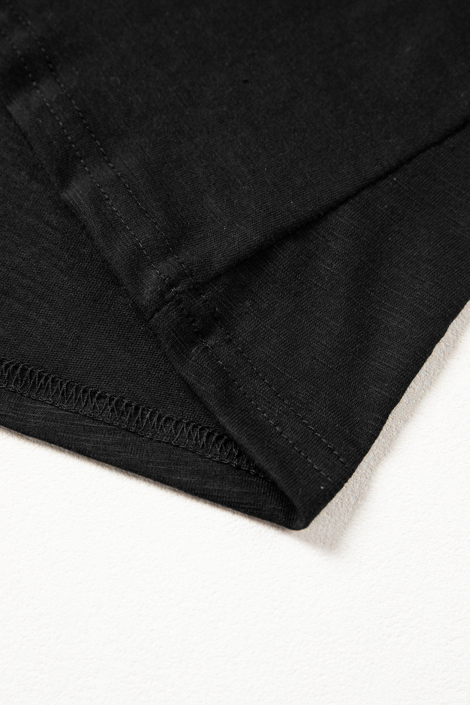 Black Cutout Embroidered Trim V Neck Cap Sleeve Tee view 13