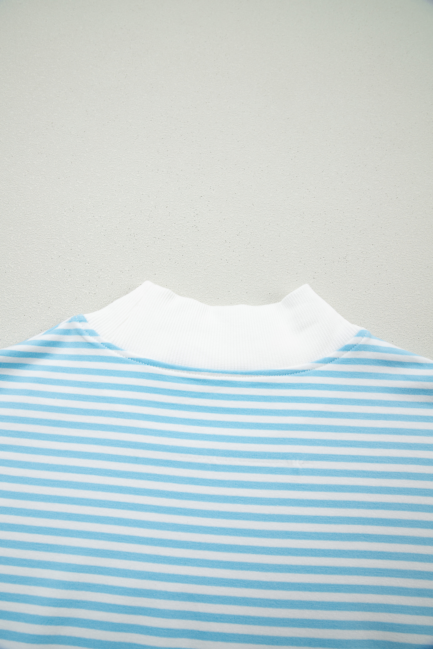 Sky Blue Stripe Oversize Mock Neck Sweatshirt and Shorts Set view 11