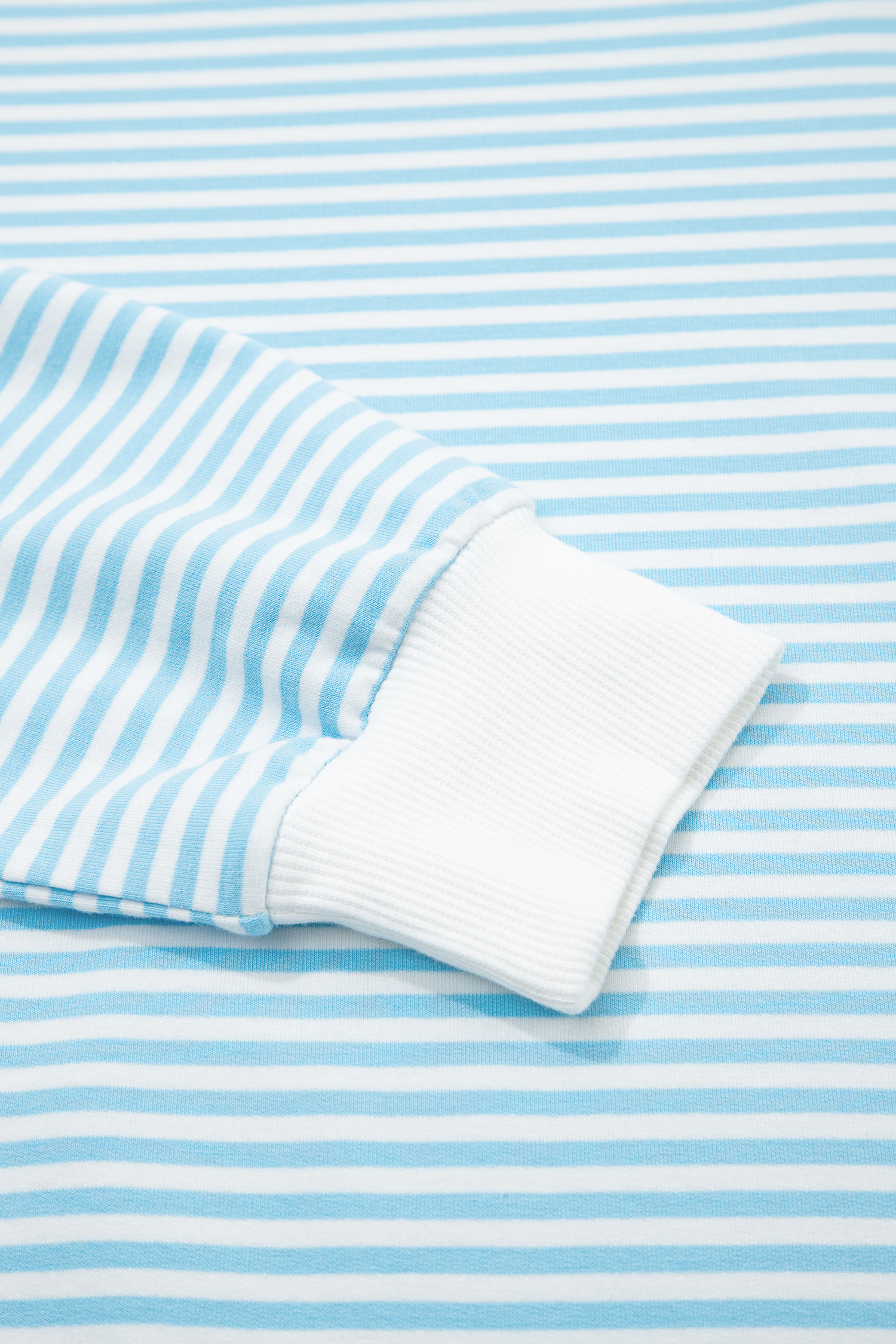 Sky Blue Stripe Oversize Mock Neck Sweatshirt and Shorts Set view 12