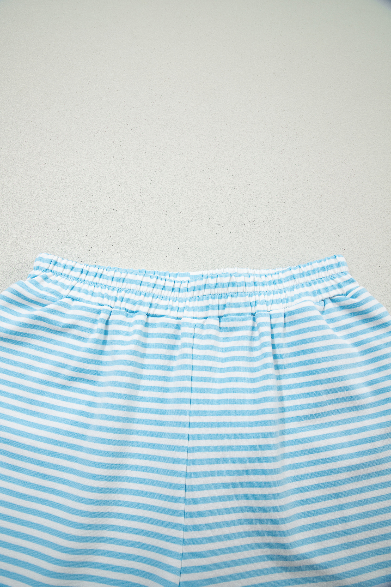 Sky Blue Stripe Oversize Mock Neck Sweatshirt and Shorts Set view 14
