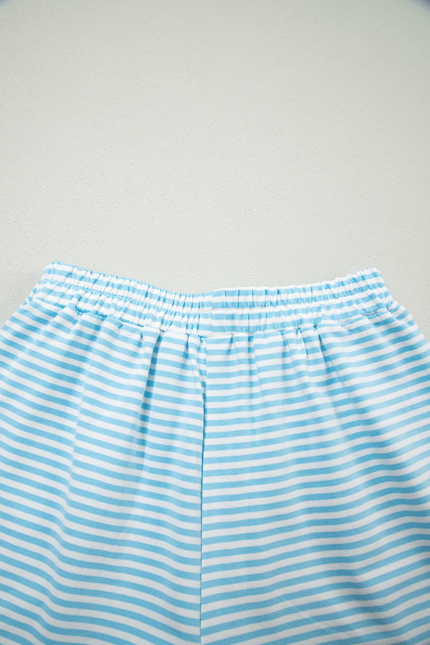 Sky Blue Stripe Oversize Mock Neck Sweatshirt and Shorts Set view 18