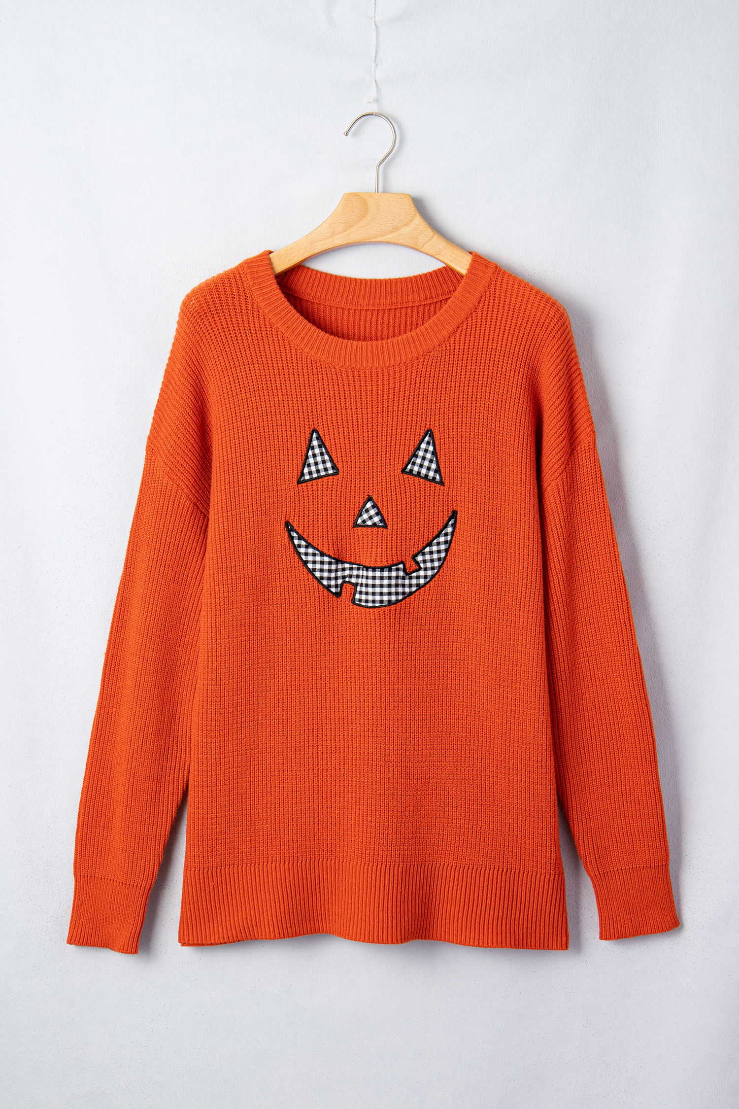 Orange Drop Shoulder Long Sleeve Round Neck Halloween Sweater view 14