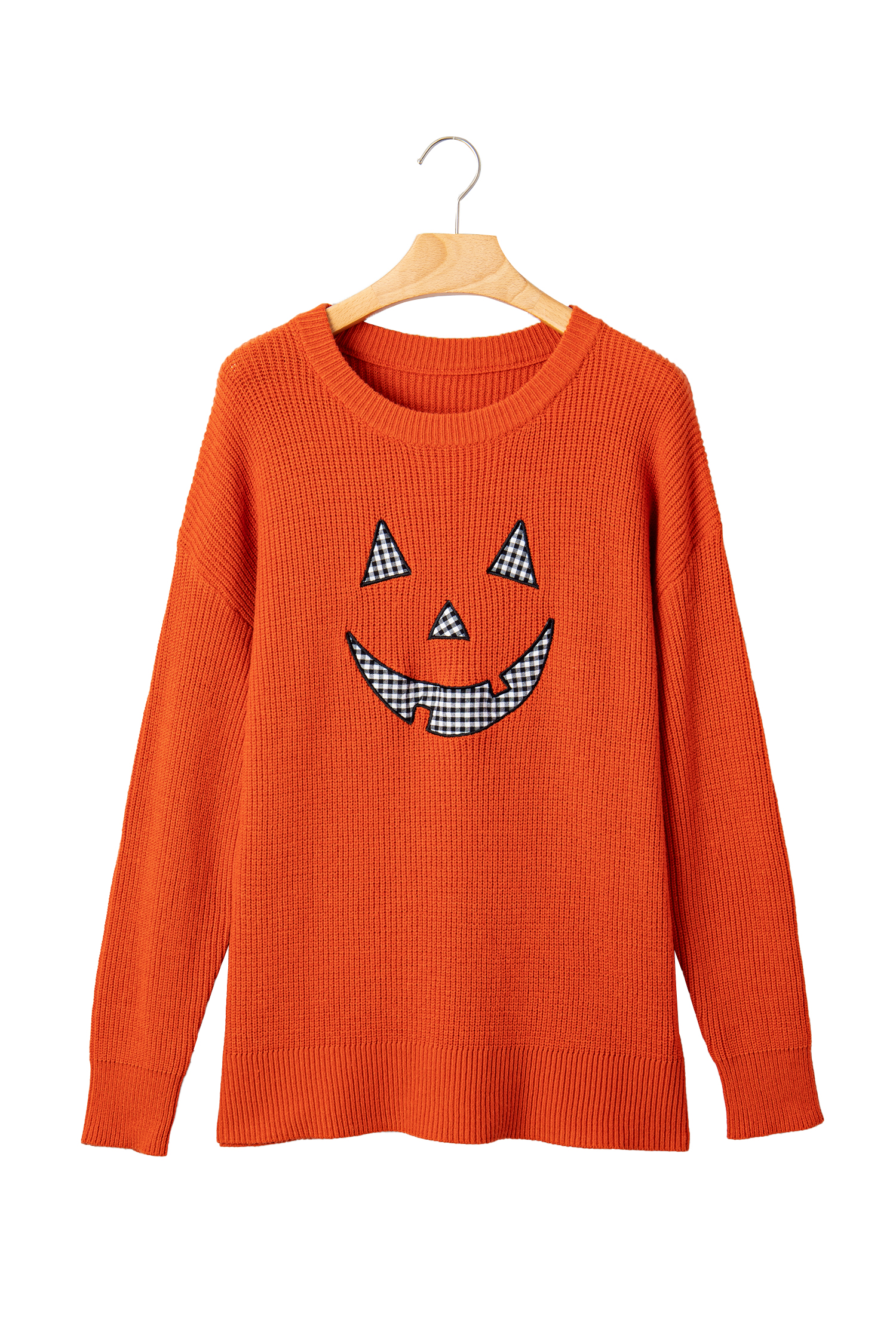 Orange Drop Shoulder Long Sleeve Round Neck Halloween Sweater view 20