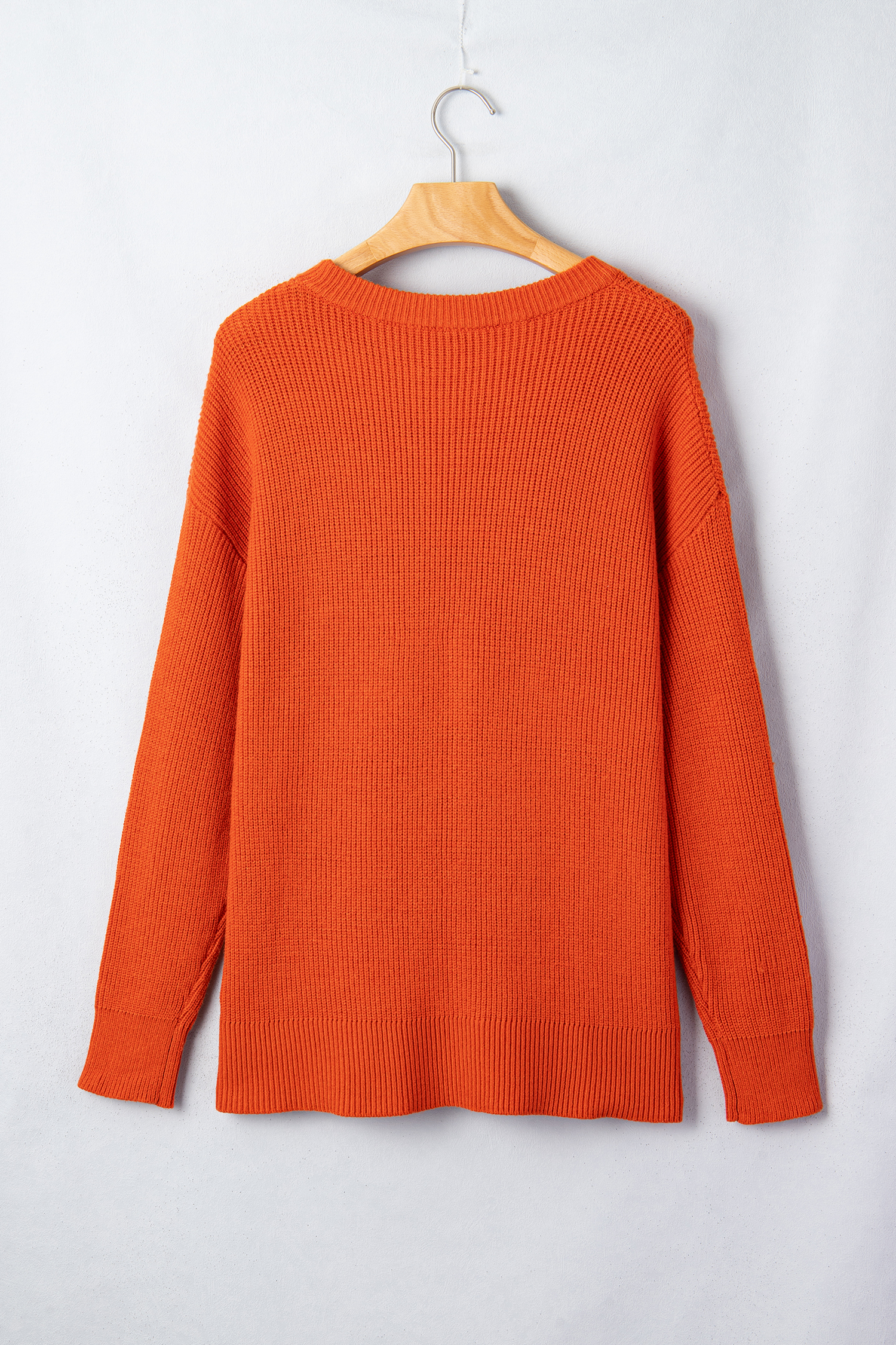 Orange Drop Shoulder Long Sleeve Round Neck Halloween Sweater view 15