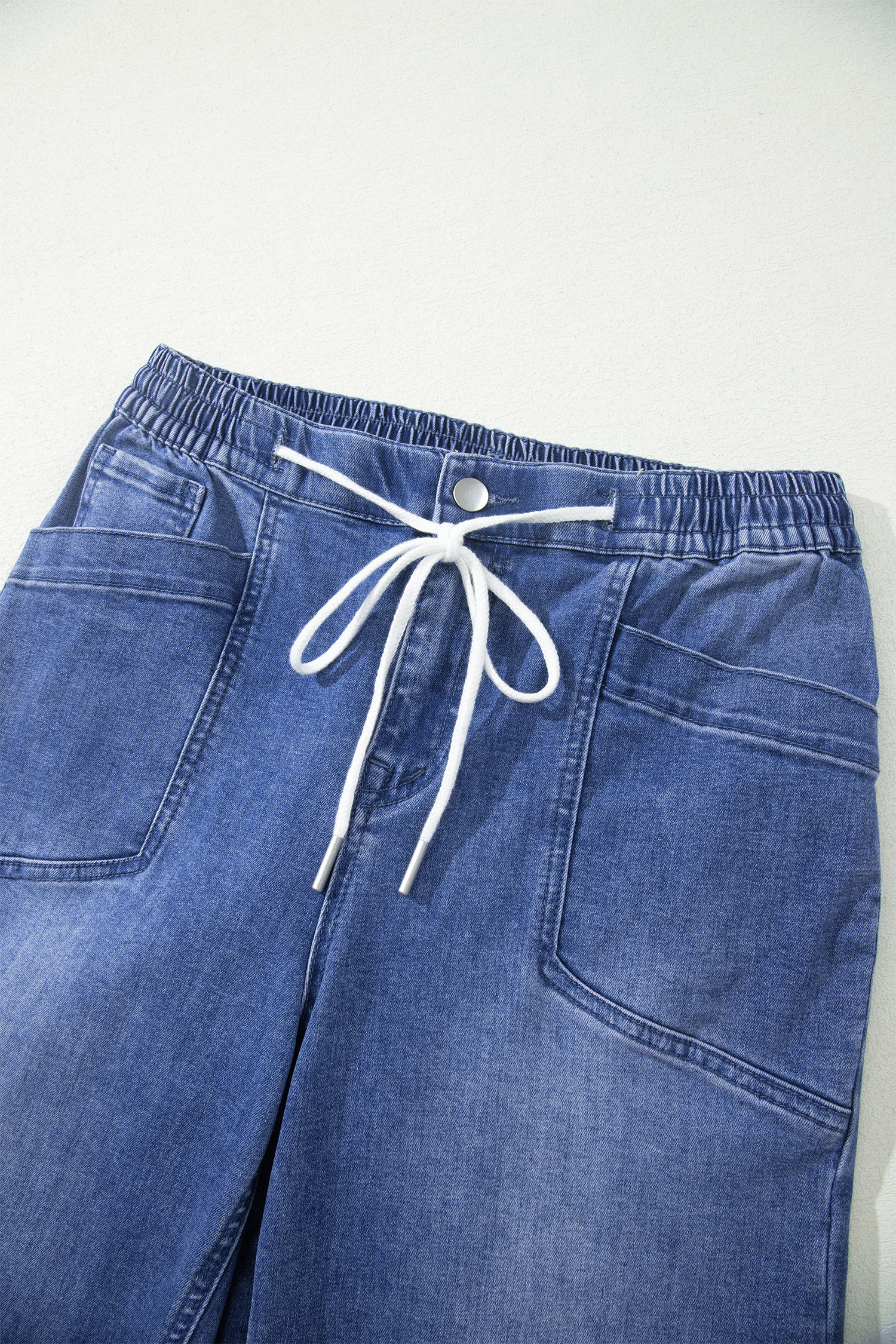 Ashleigh Blue Drawstring Waist Ankle Length Casual Jeans Regular Fit Pocket Detail Denim Pants view 13