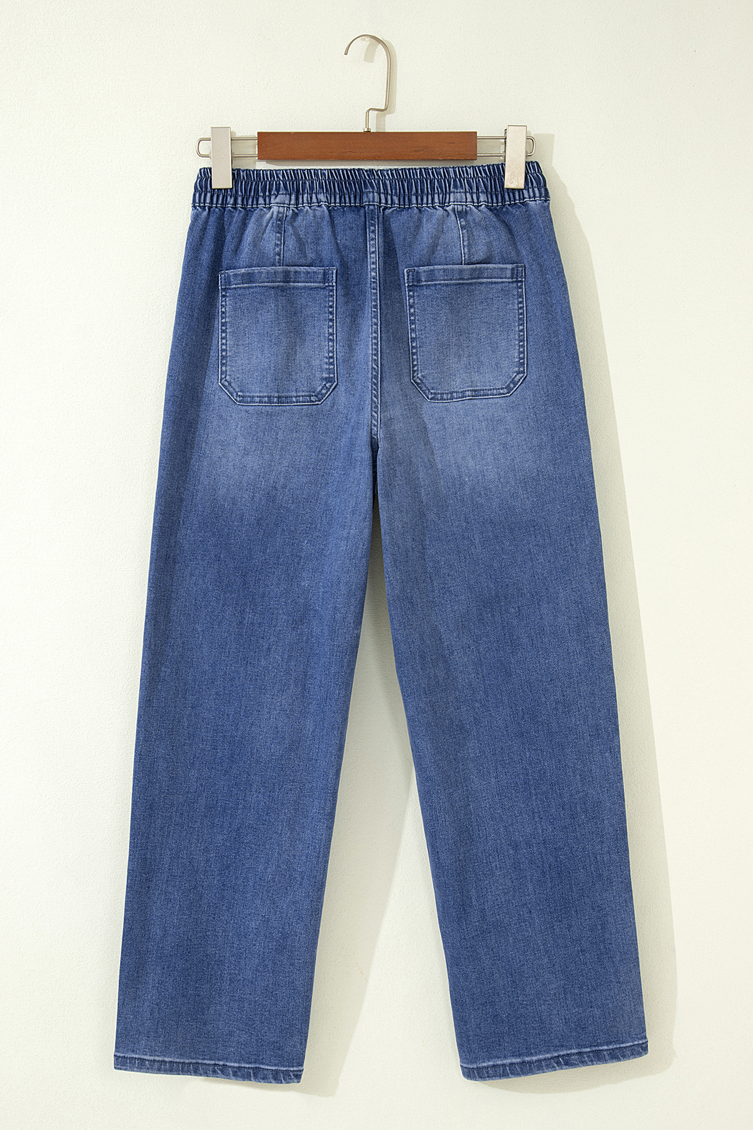 Ashleigh Blue Drawstring Waist Ankle Length Casual Jeans Regular Fit Pocket Detail Denim Pants view 8