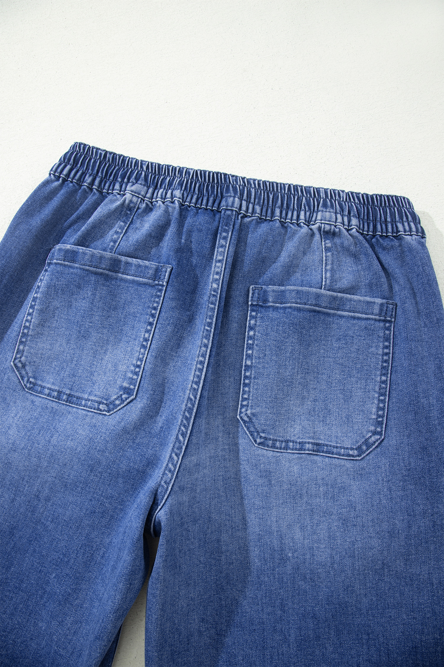 Ashleigh Blue Drawstring Waist Ankle Length Casual Jeans Regular Fit Pocket Detail Denim Pants view 17