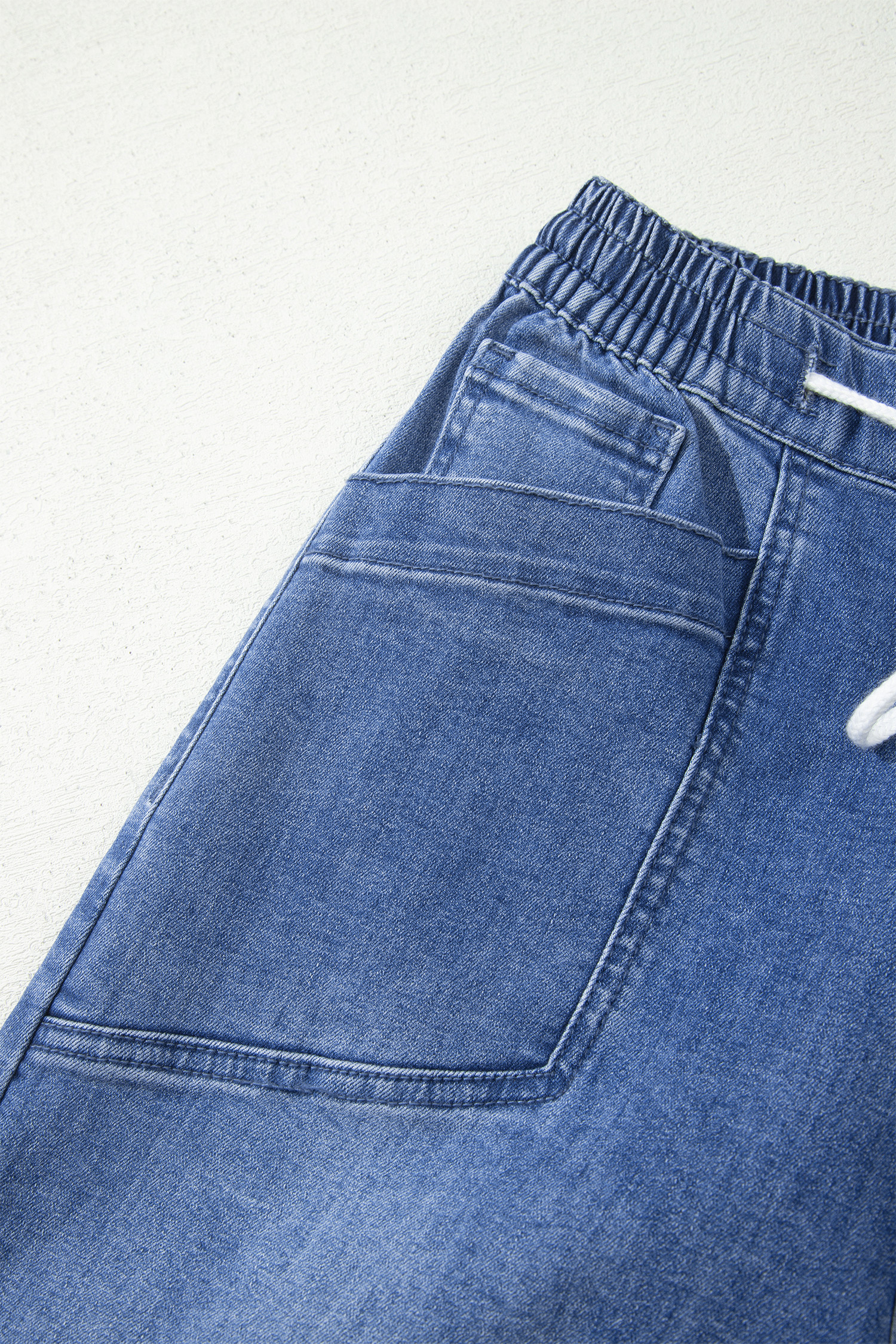 Ashleigh Blue Drawstring Waist Ankle Length Casual Jeans Regular Fit Pocket Detail Denim Pants view 11