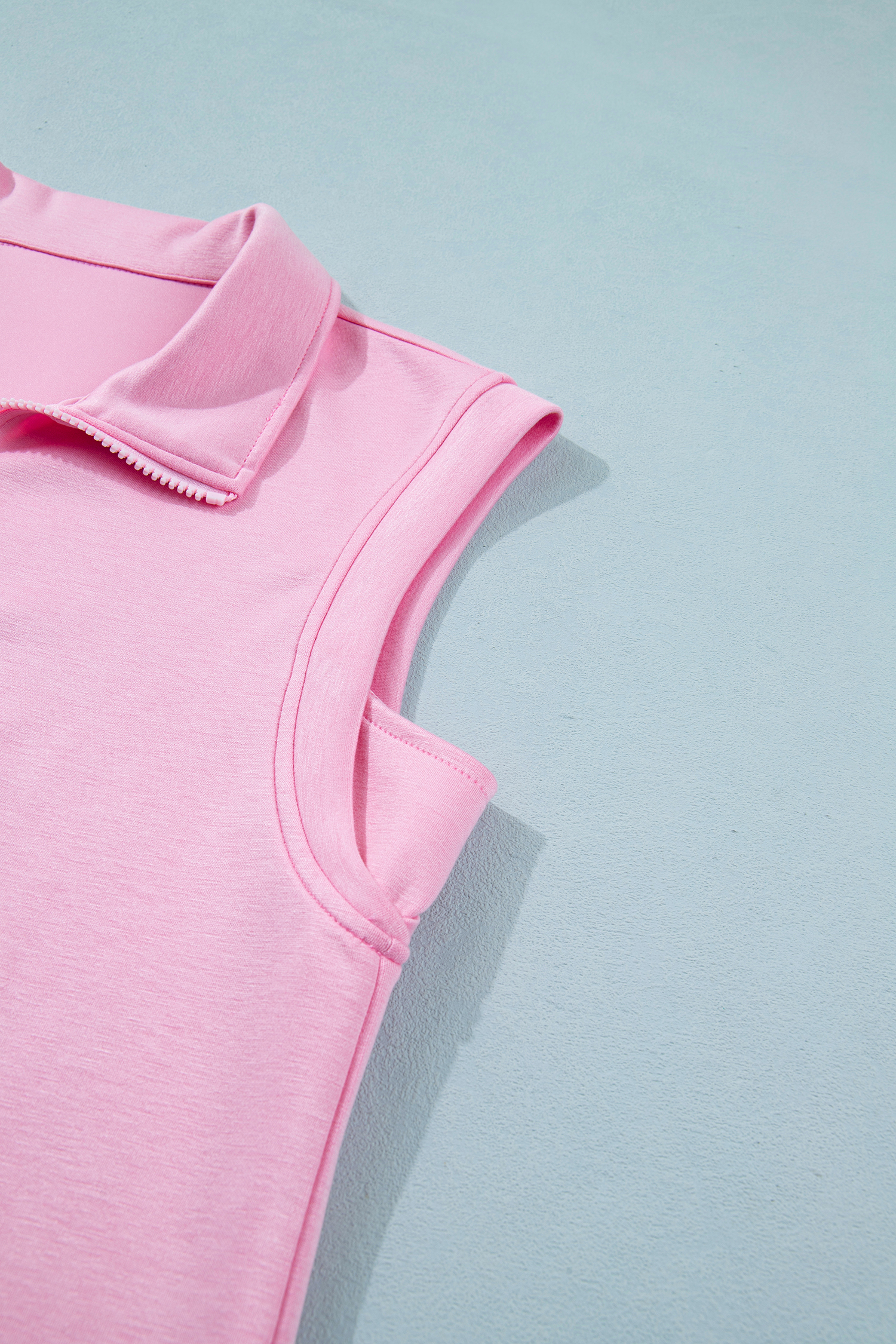 Pink Solid Color Sleeveless Zipper Tank and Skort Set view 14