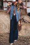 Ashleigh Blue Solid Denim Button Front Pocket Sleeveless Cowboy Vest