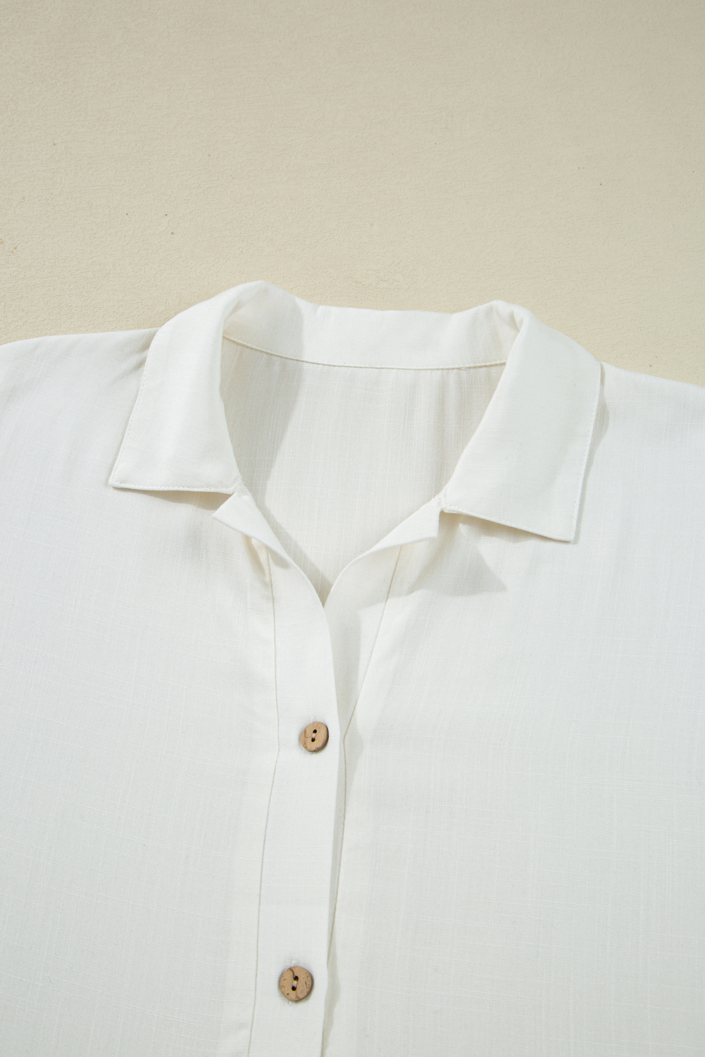 White Ruffle Elastic Cuffs Puffy Long Sleeve Button Down Shirt view 15