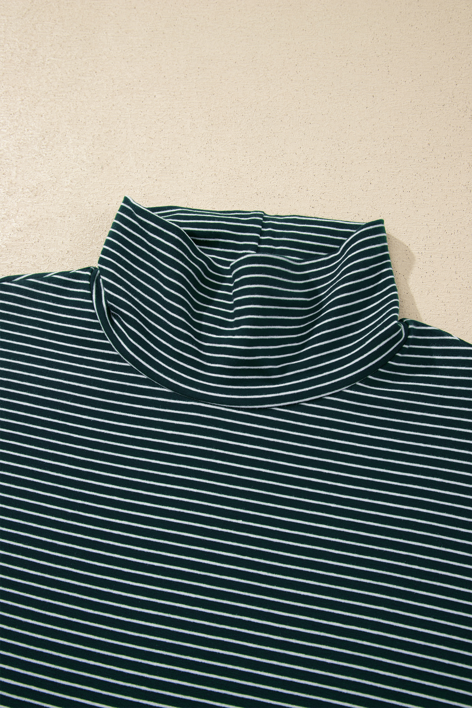 Green Stripe High Neck Dropped Shoulder Long Sleeve Casual Top view 19