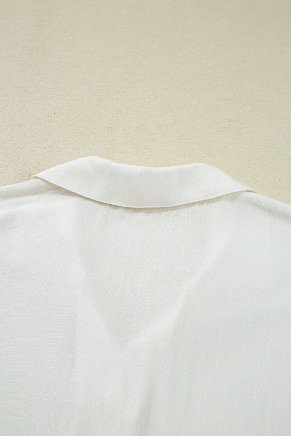 White Ruffle Elastic Cuffs Puffy Long Sleeve Button Down Shirt view 16
