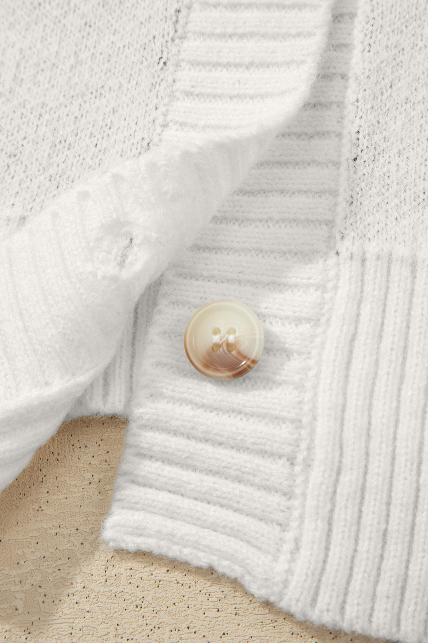 Beige Polka Dot Button Front Oversized V Neck Cardigan view 18
