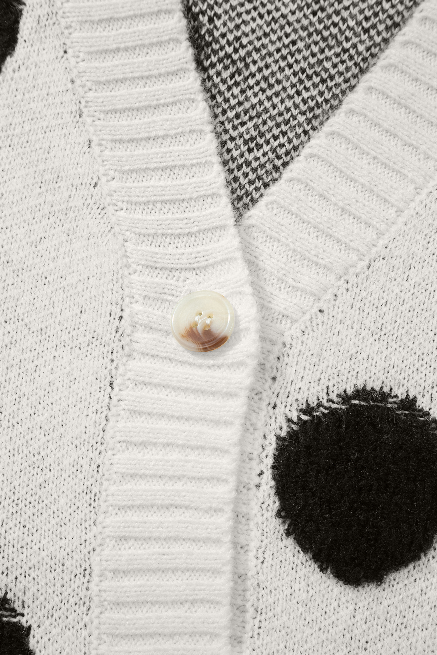 Beige Polka Dot Button Front Oversized V Neck Cardigan view 16