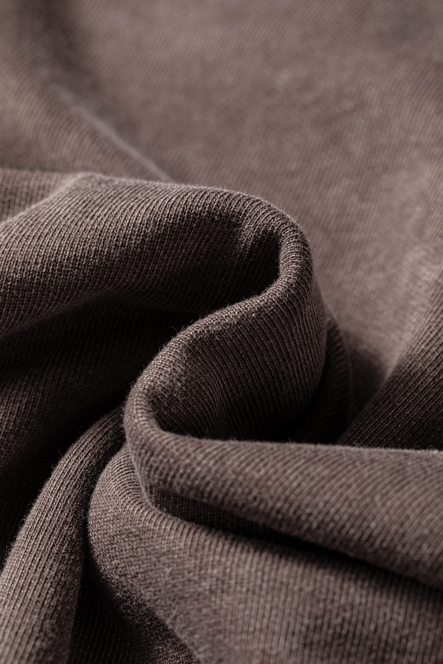 Dark Brown 3/4 Sleeve Mineral Wash Loose Cotton Top view 12