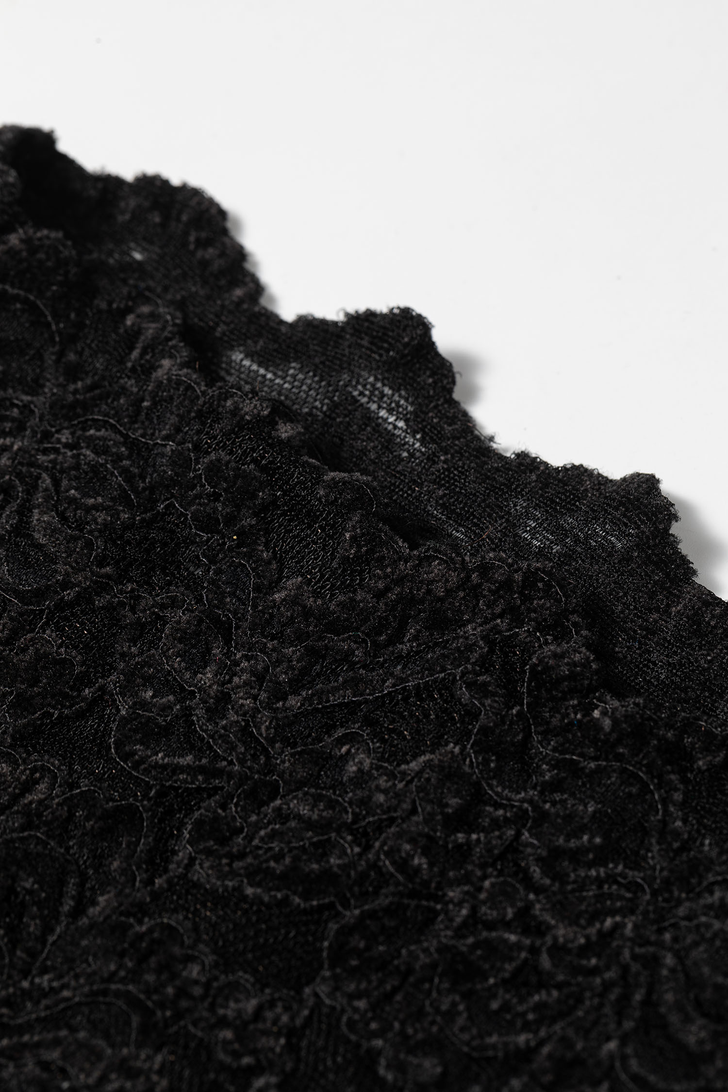 Black Elegant Stand Neck Lace Long Sleeve Top view 11