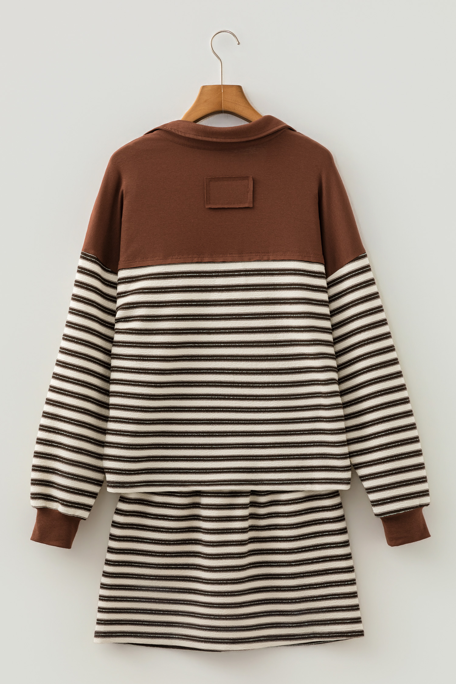Brown Stripe Two Piece Dresses