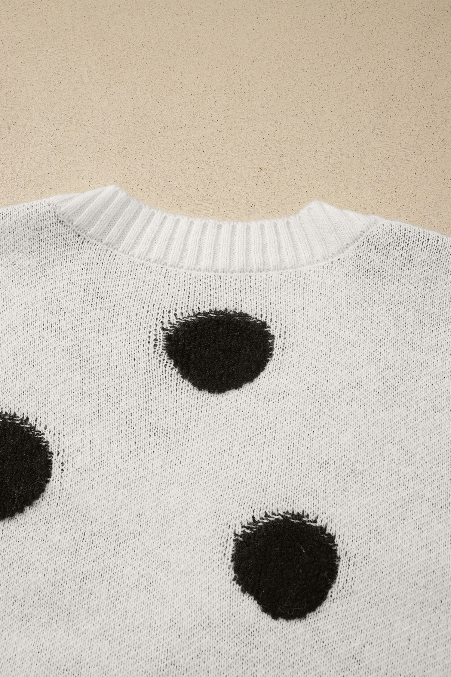 Beige Polka Dot Button Front Oversized V Neck Cardigan view 19