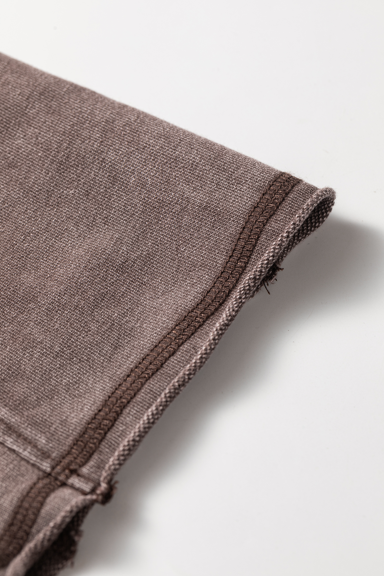 Dark Brown 3/4 Sleeve Mineral Wash Loose Cotton Top view 11