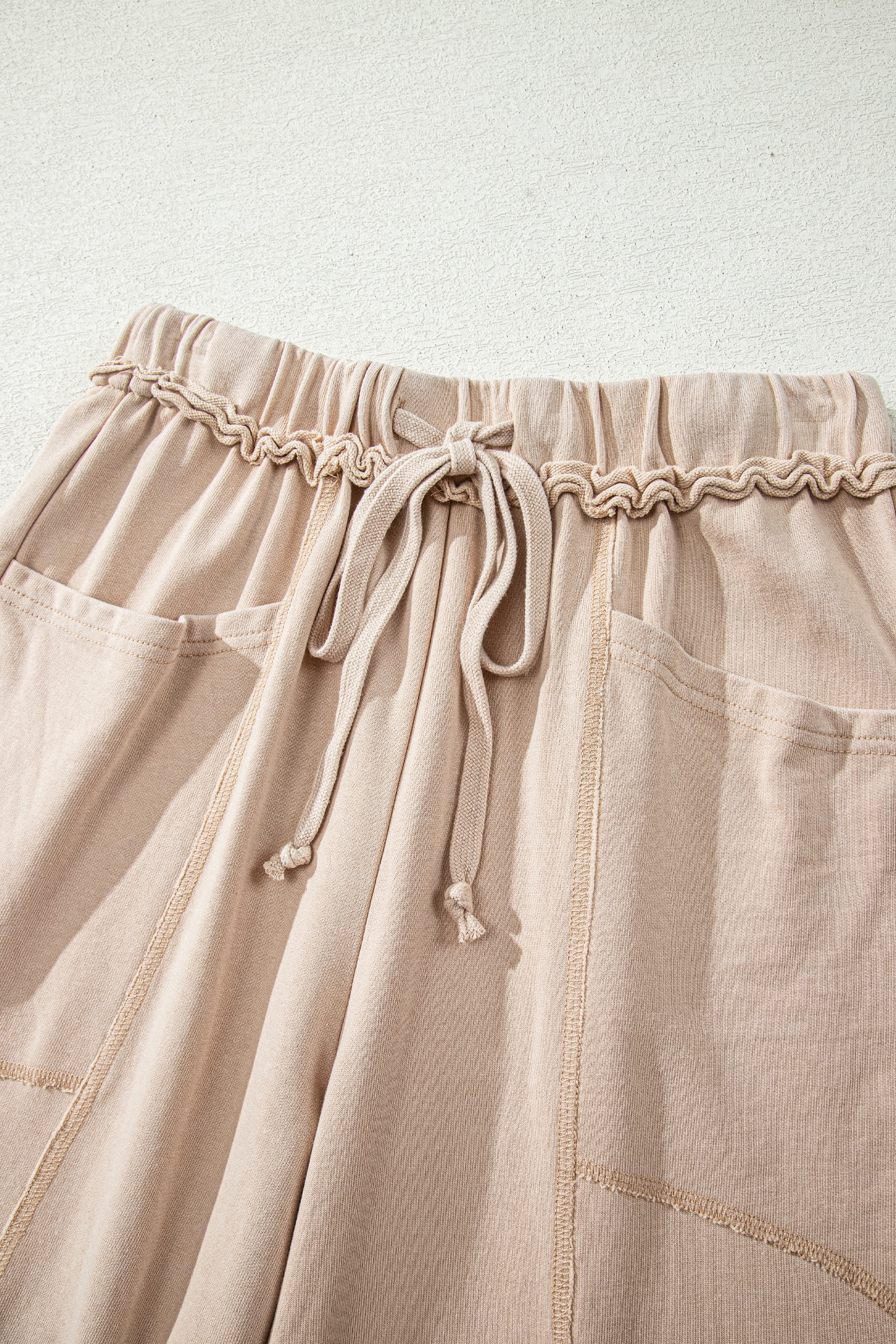 Smoke Gray Mineral Wash Drawstring Retro High Waist Wide Leg Western Pants view 8