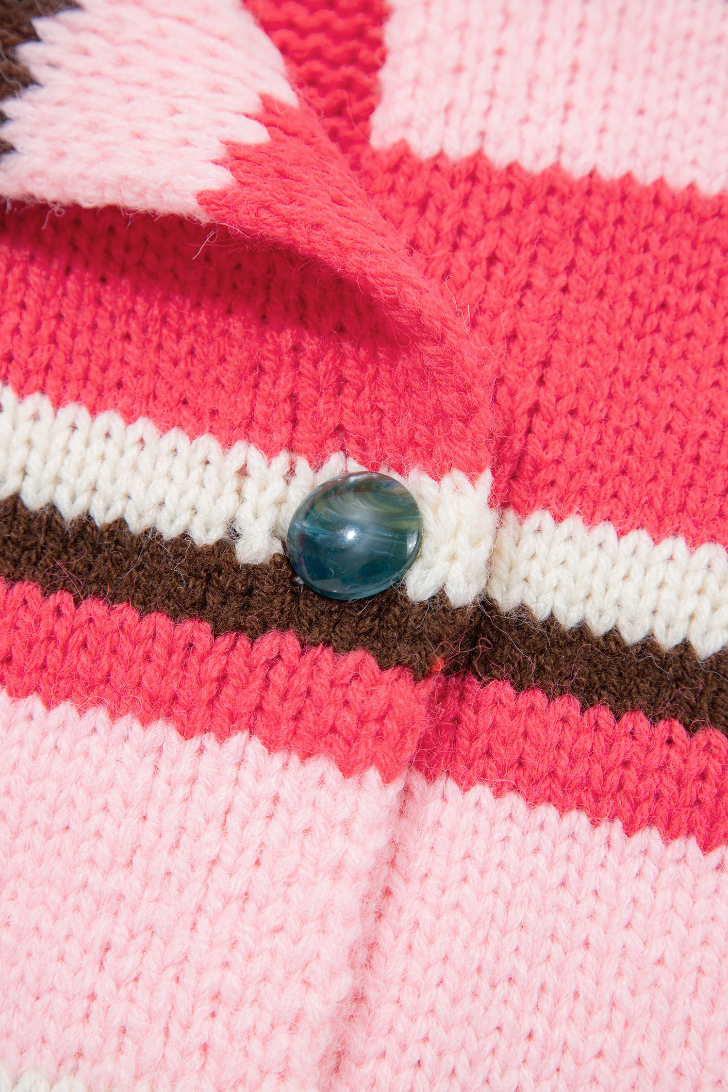 Pink Stripe Striped Colorblock Drop Shoulder Cardigan view 20