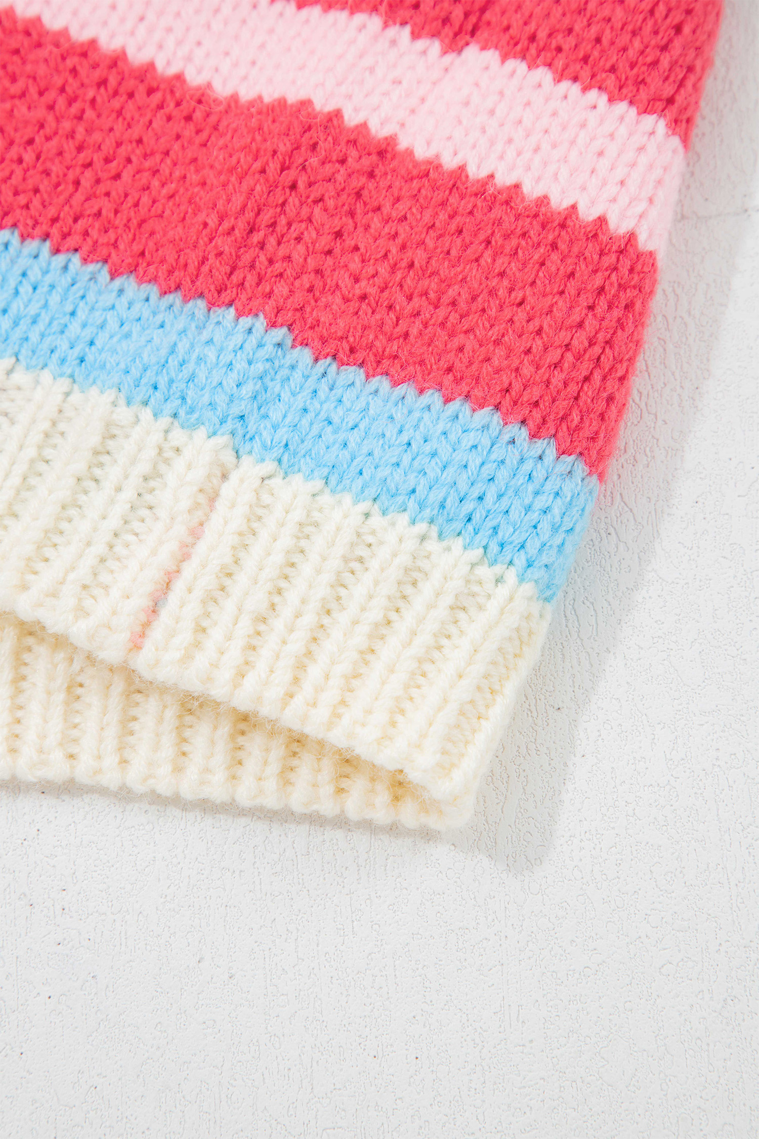 Pink Stripe Striped Colorblock Drop Shoulder Cardigan view 19